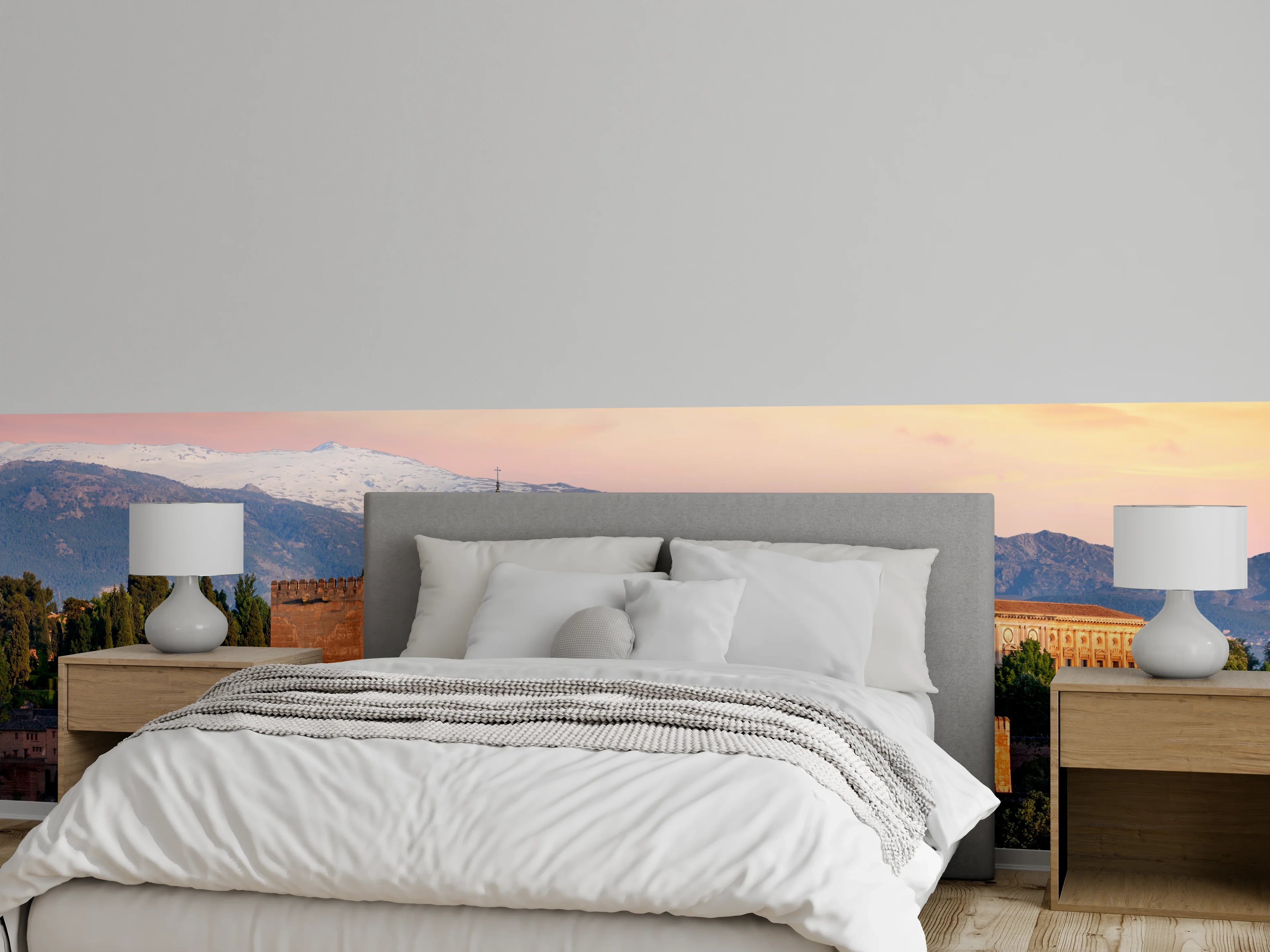 Wandverkleidung Schlafzimmer - Alhambra bei Sonnenuntergang Panorama