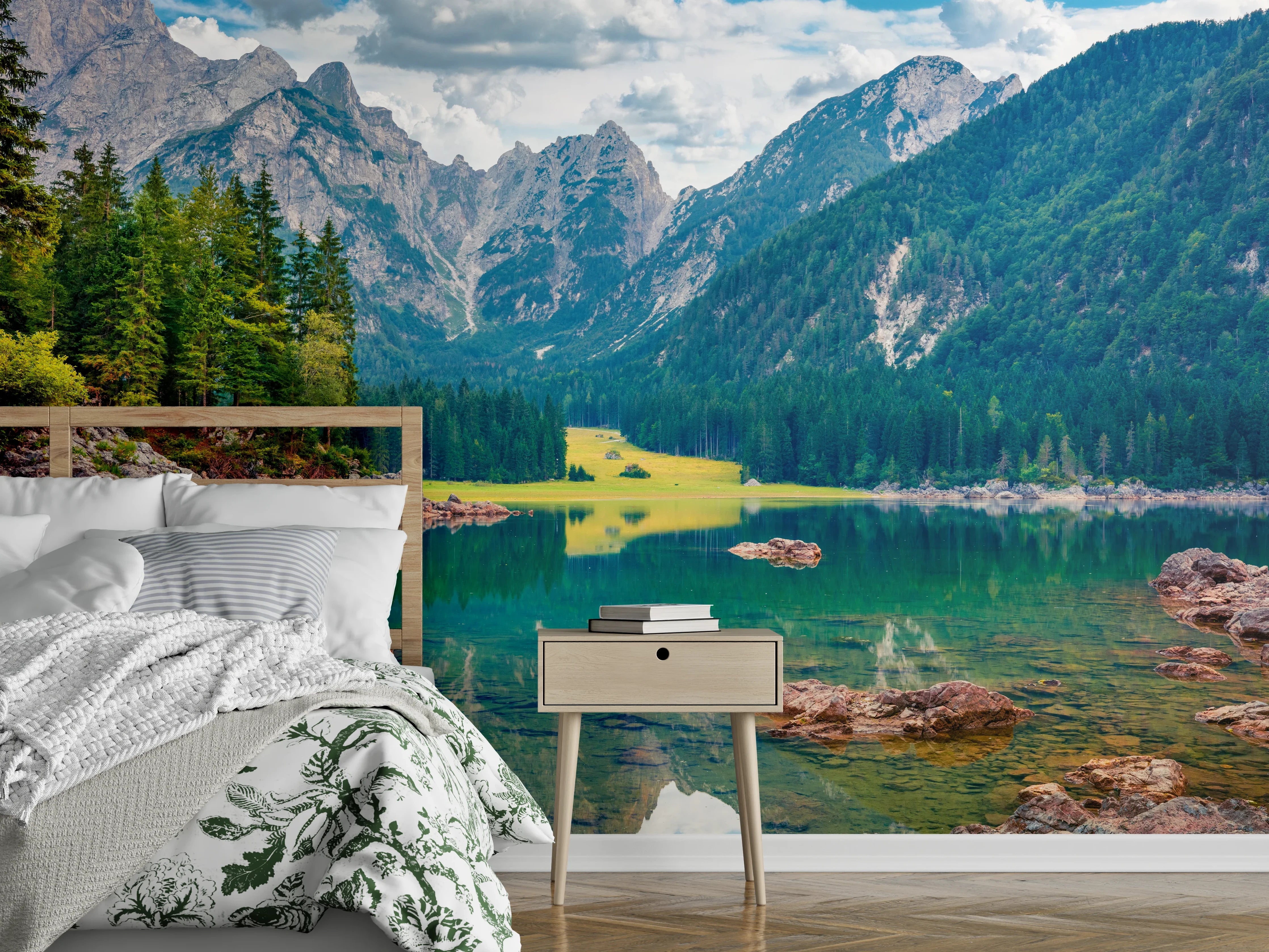 Wandverkleidung Schlafzimmer - Alpen See Panorama Landschaft