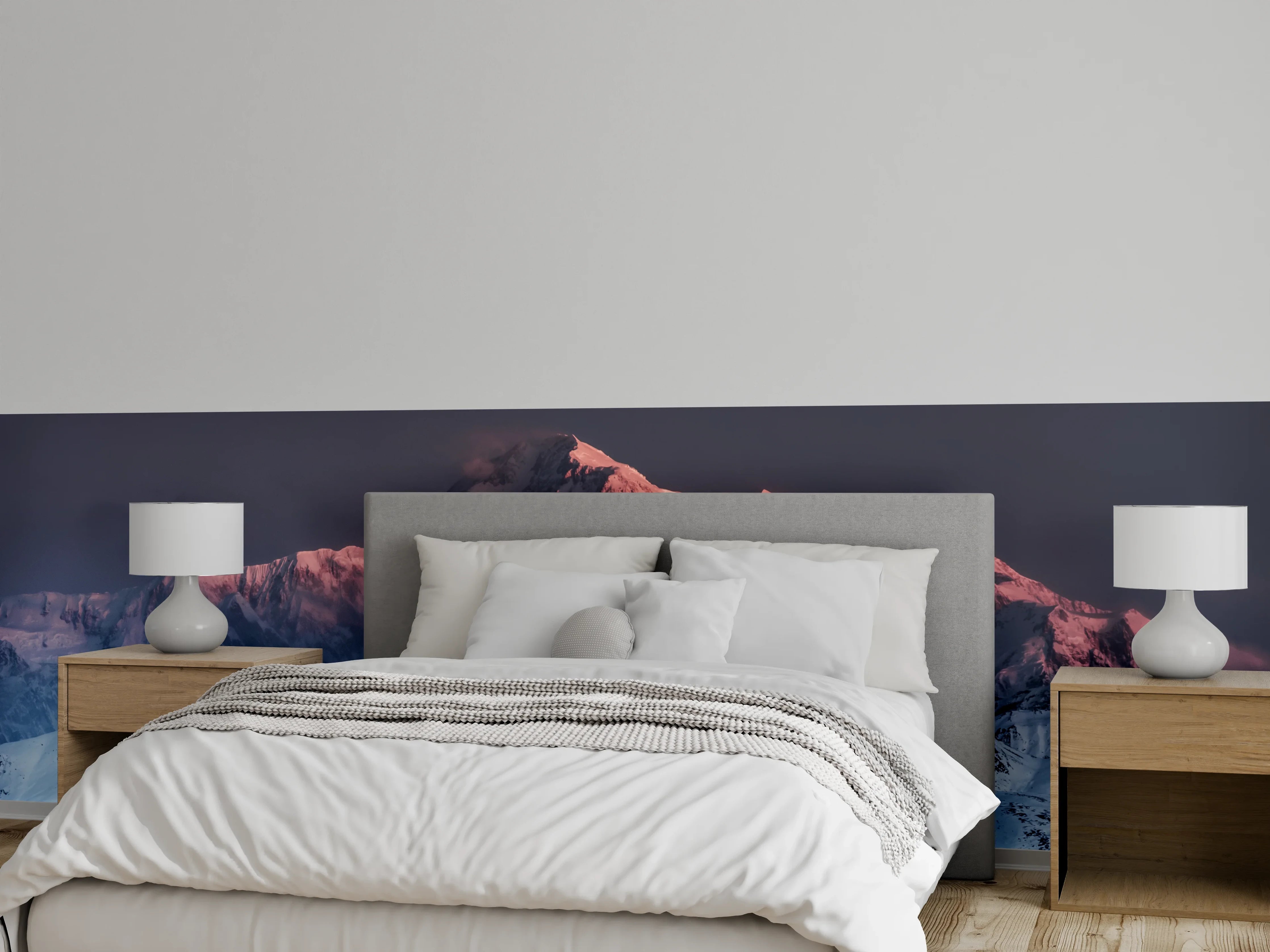 Wandverkleidung Schlafzimmer - Alpenglühen – Majestätische Winterberge