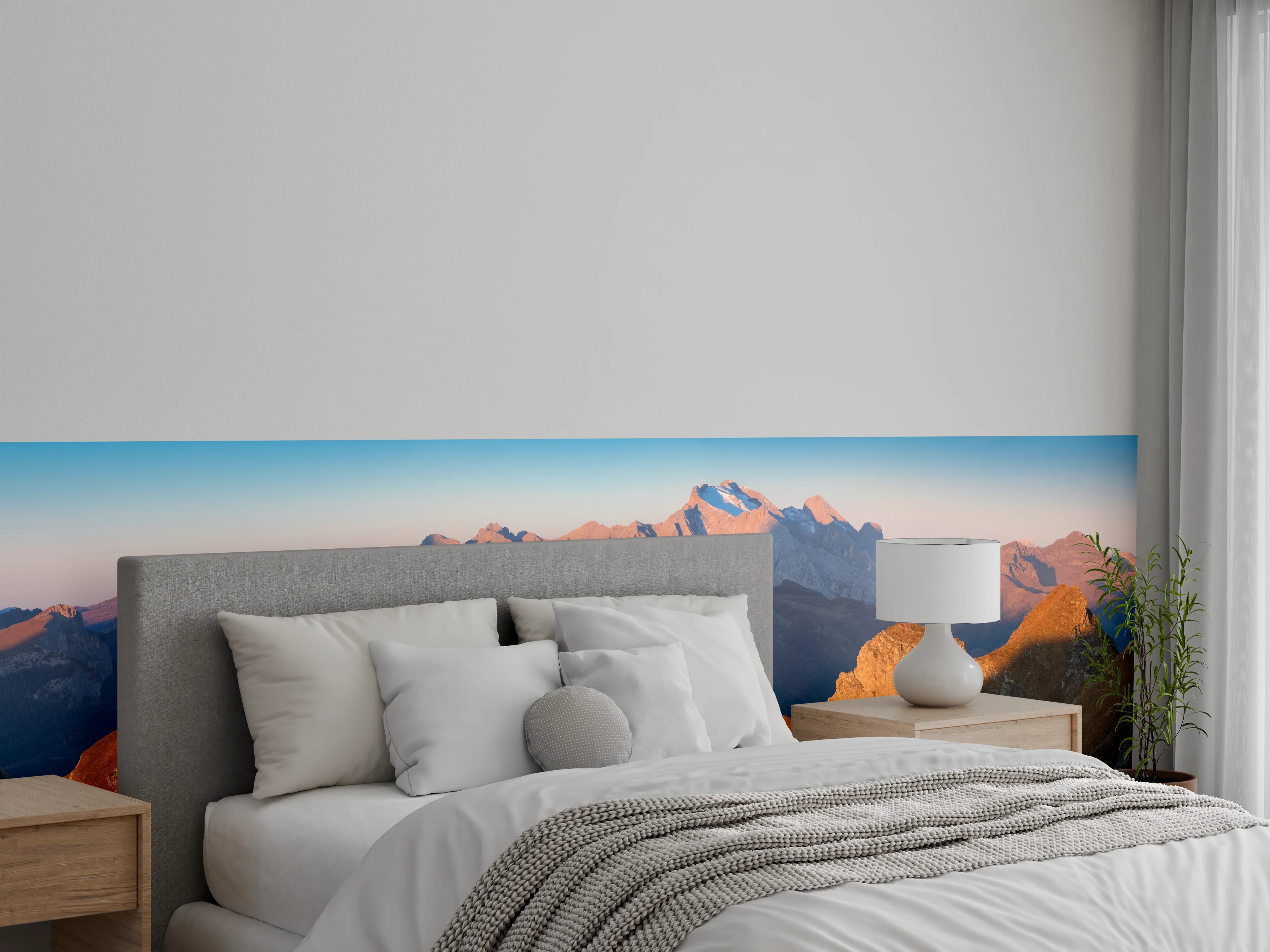 Wandverkleidung Schlafzimmer - Alpenpanorama Berge Sonnenaufgang Natur