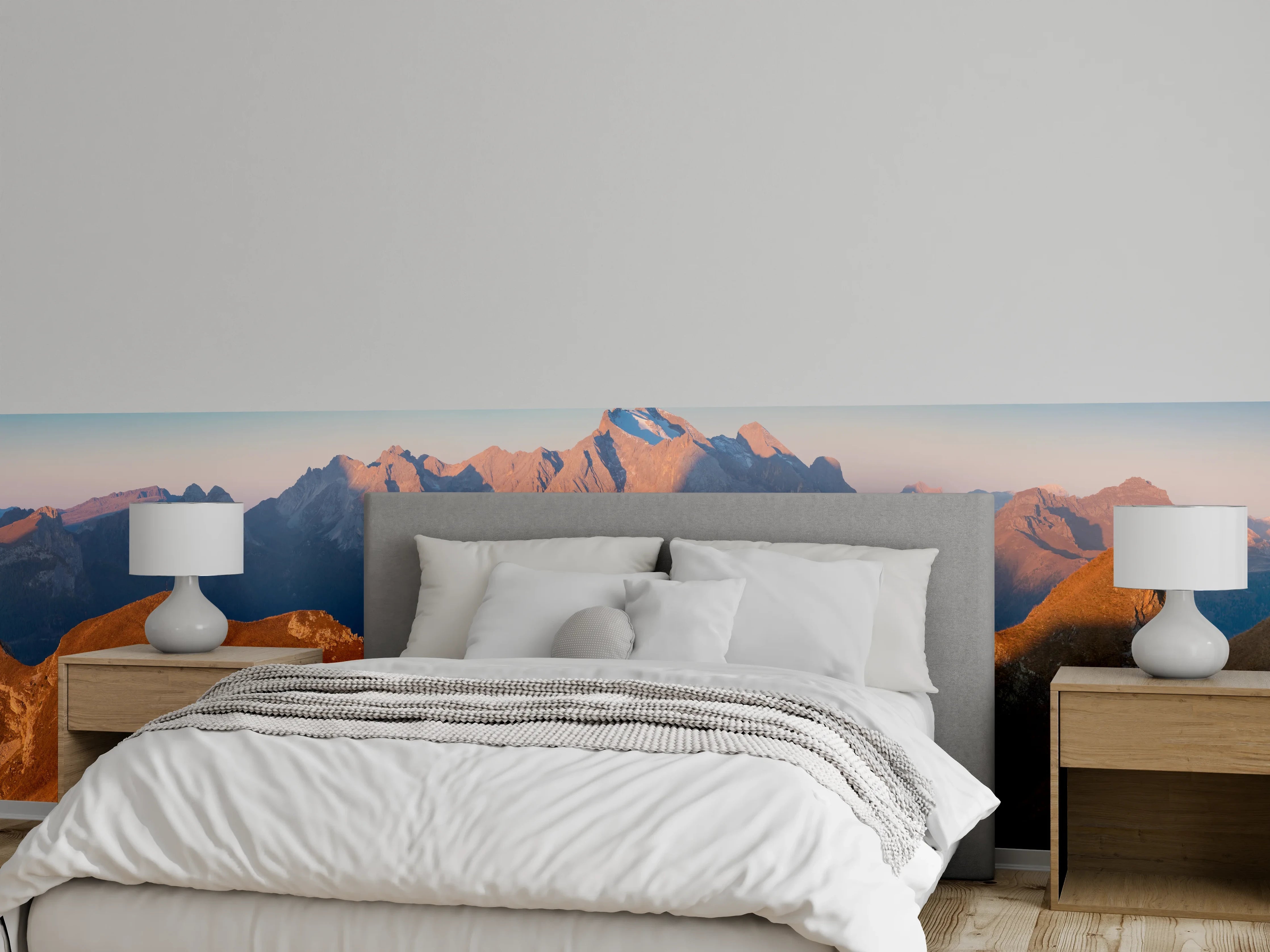 Wandverkleidung Schlafzimmer - Alpenpanorama Berge Sonnenaufgang Natur