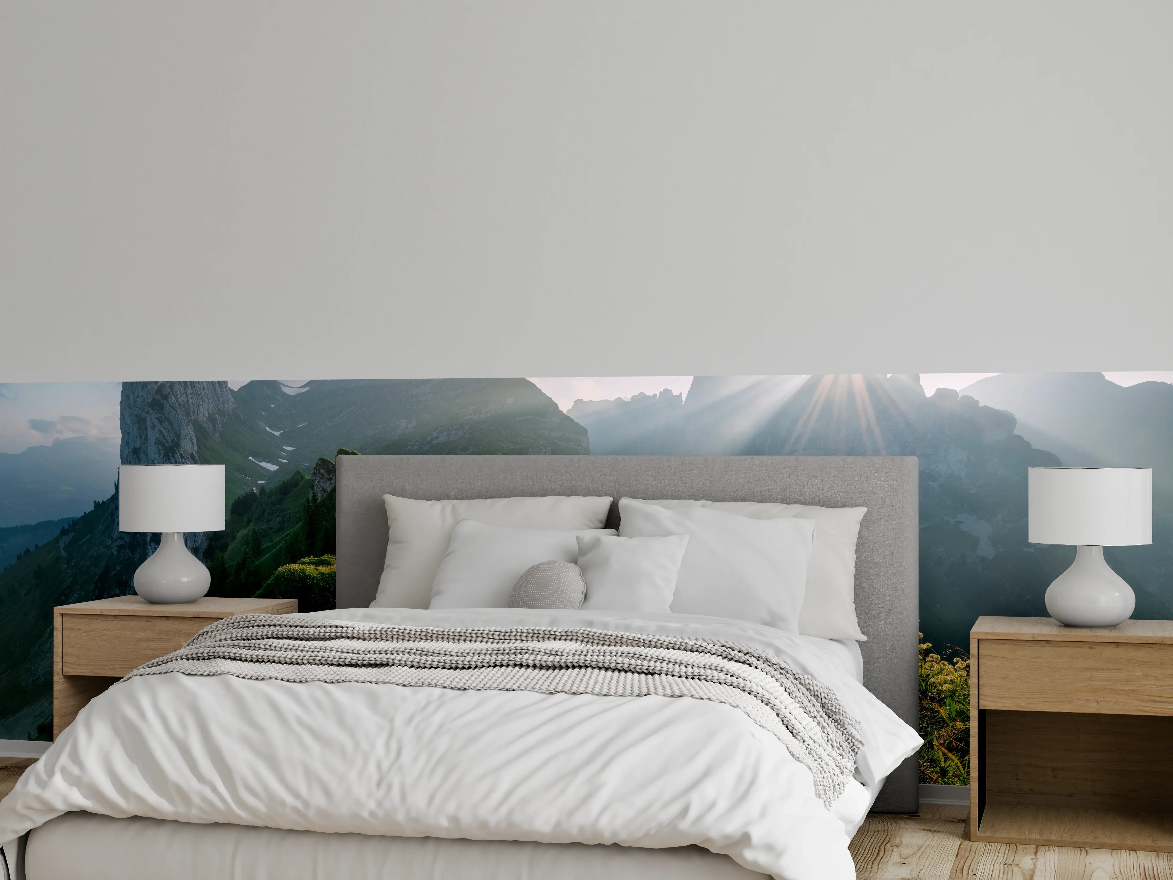 Wandverkleidung Schlafzimmer - Alpenpanorama Sonnenaufgang Natur
