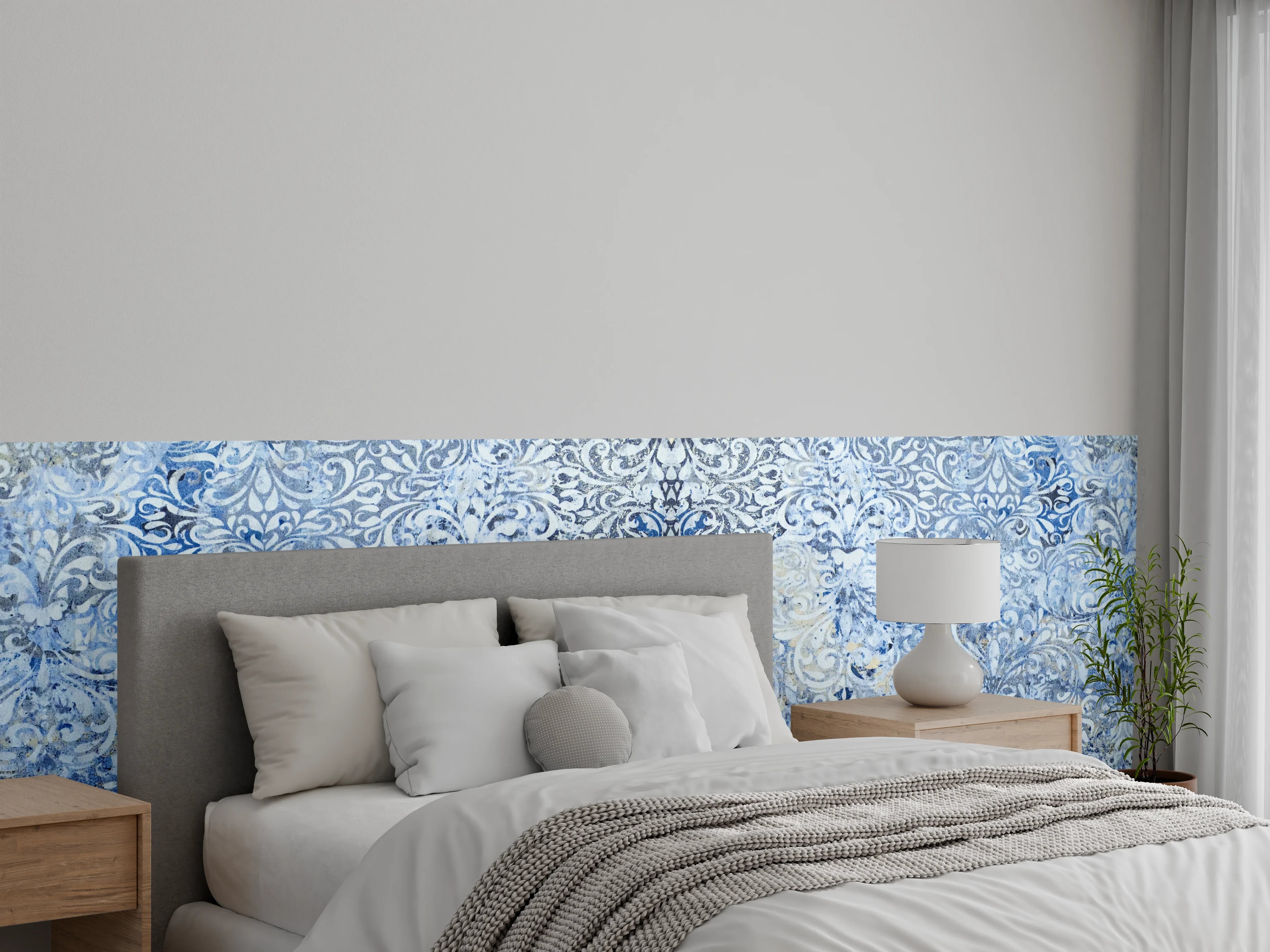 Wandverkleidung Schlafzimmer - Alt blau graues vintage Fliesenmuster