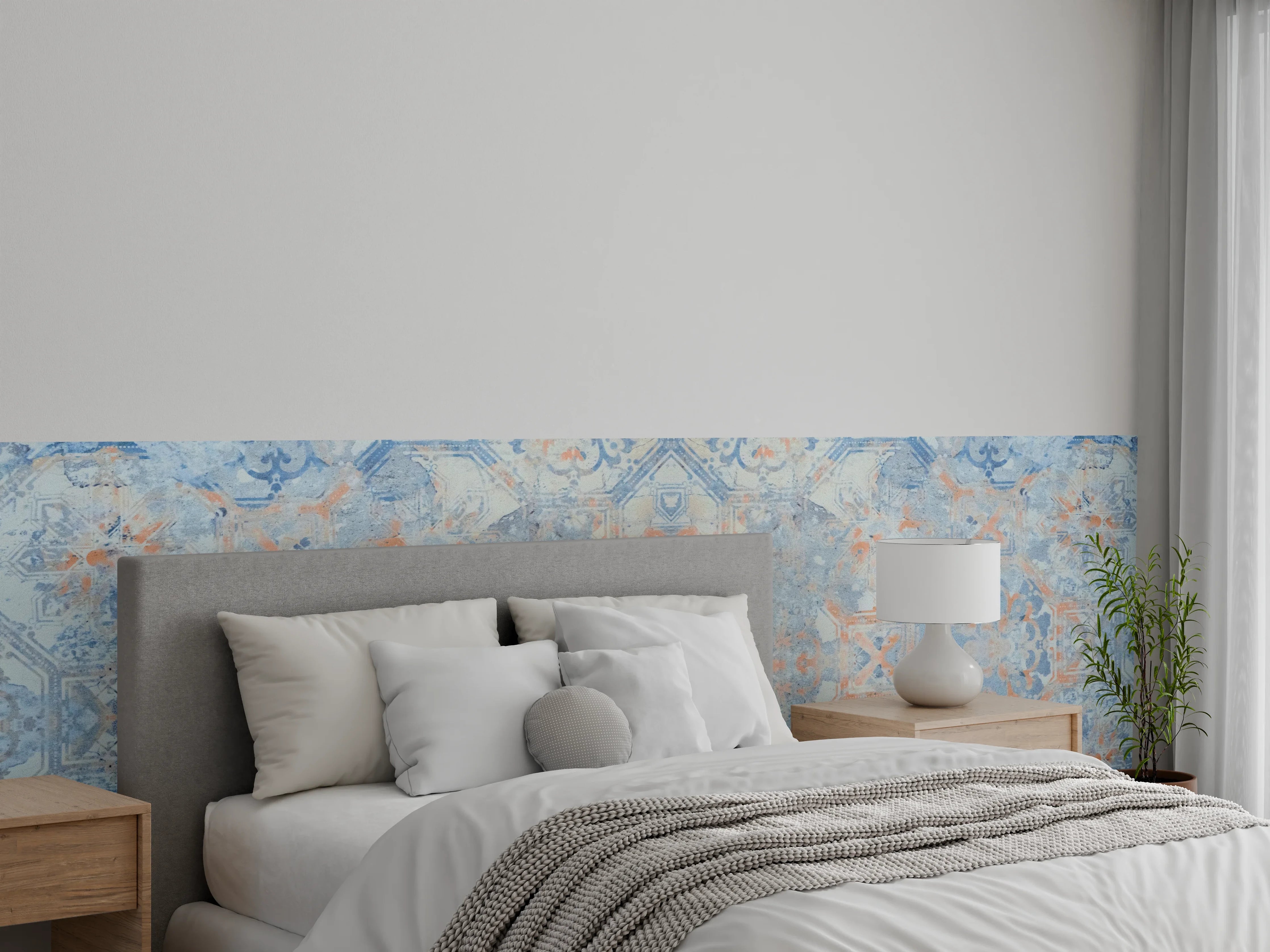 Wandverkleidung Schlafzimmer - Alte blaue Vintage Fliesen
