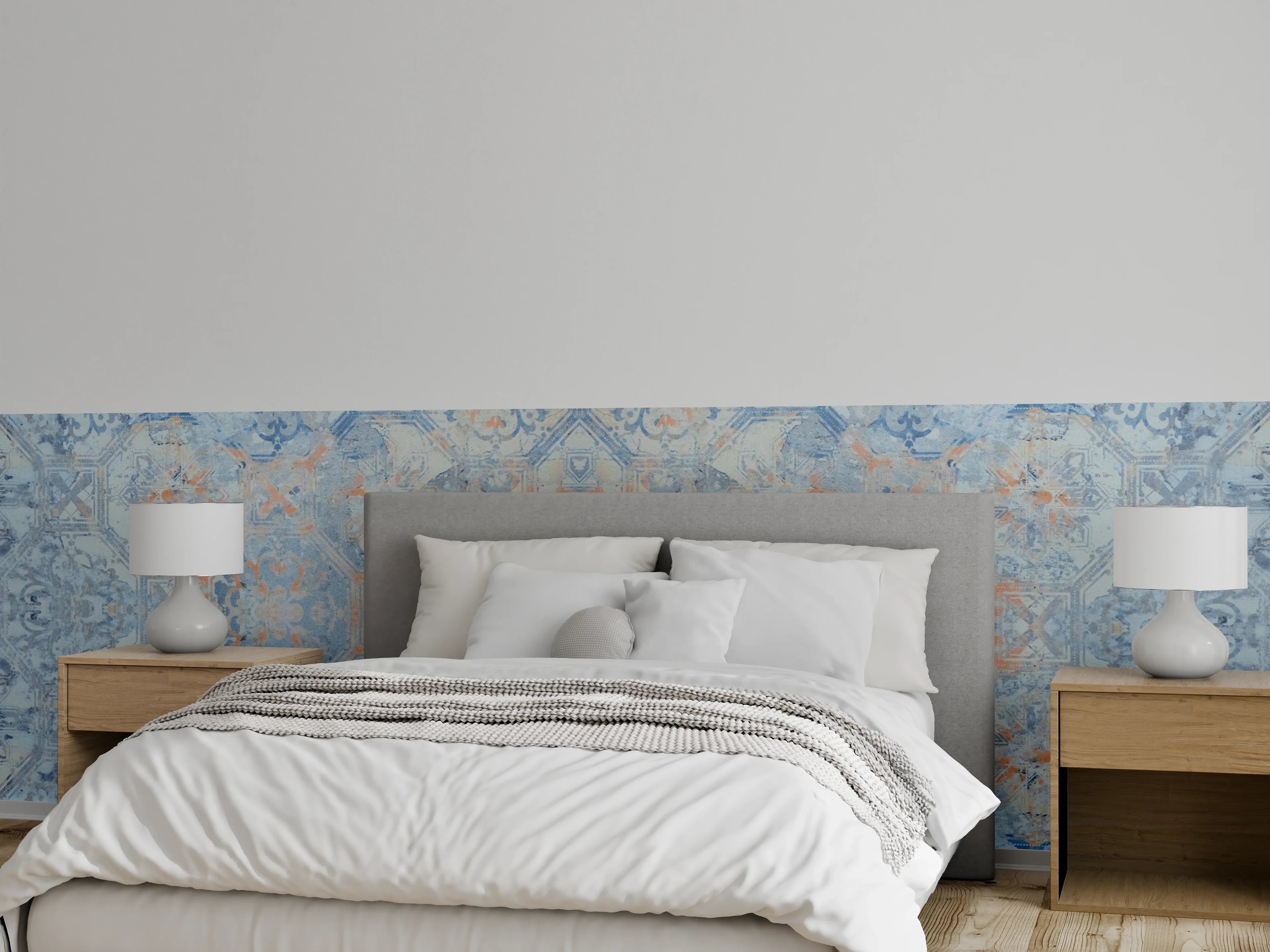 Wandverkleidung Schlafzimmer - Alte blaue Vintage Fliesen