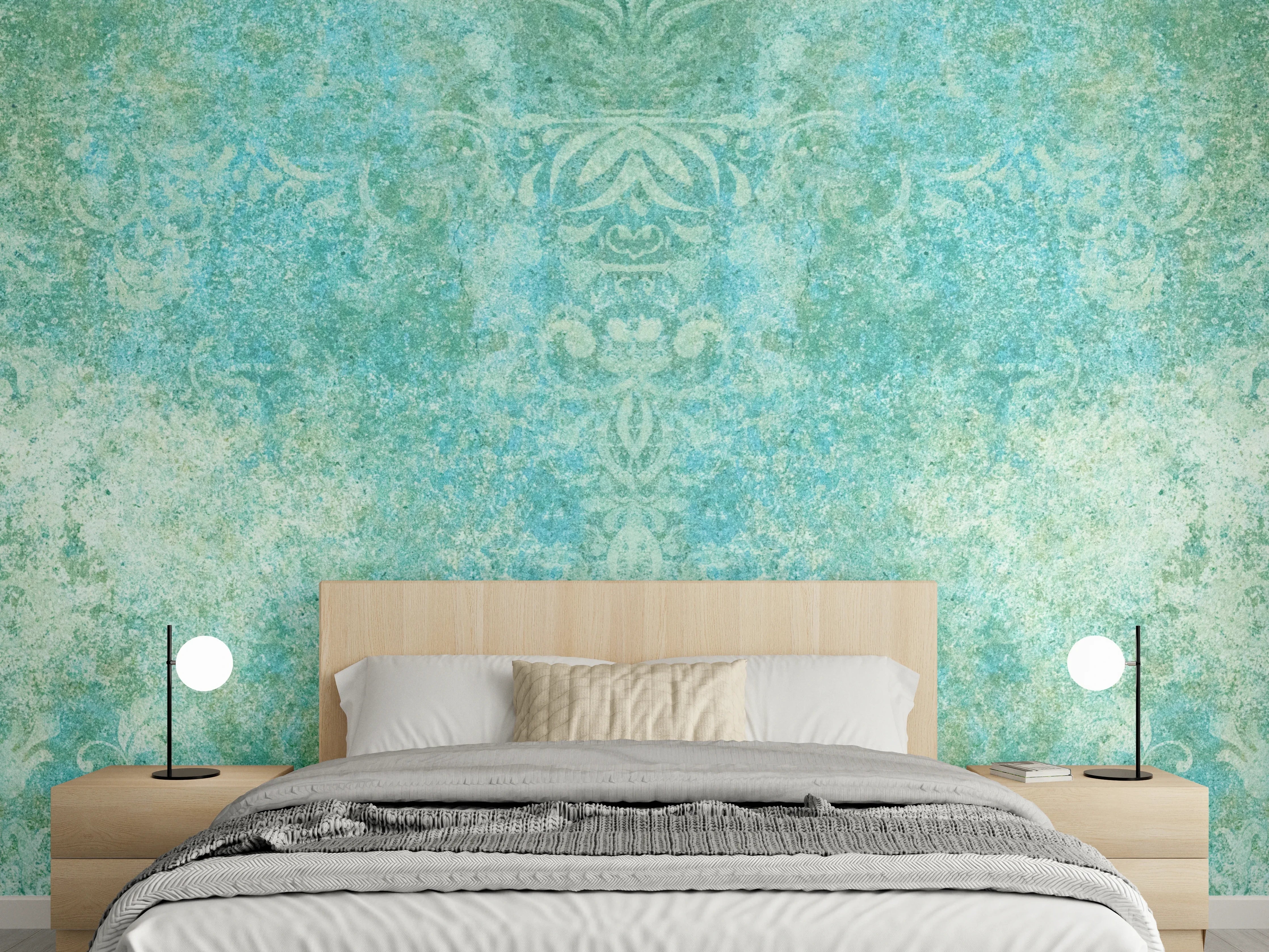 Wandverkleidung Schlafzimmer - Alte blaugrüne Vintage-Fliesen