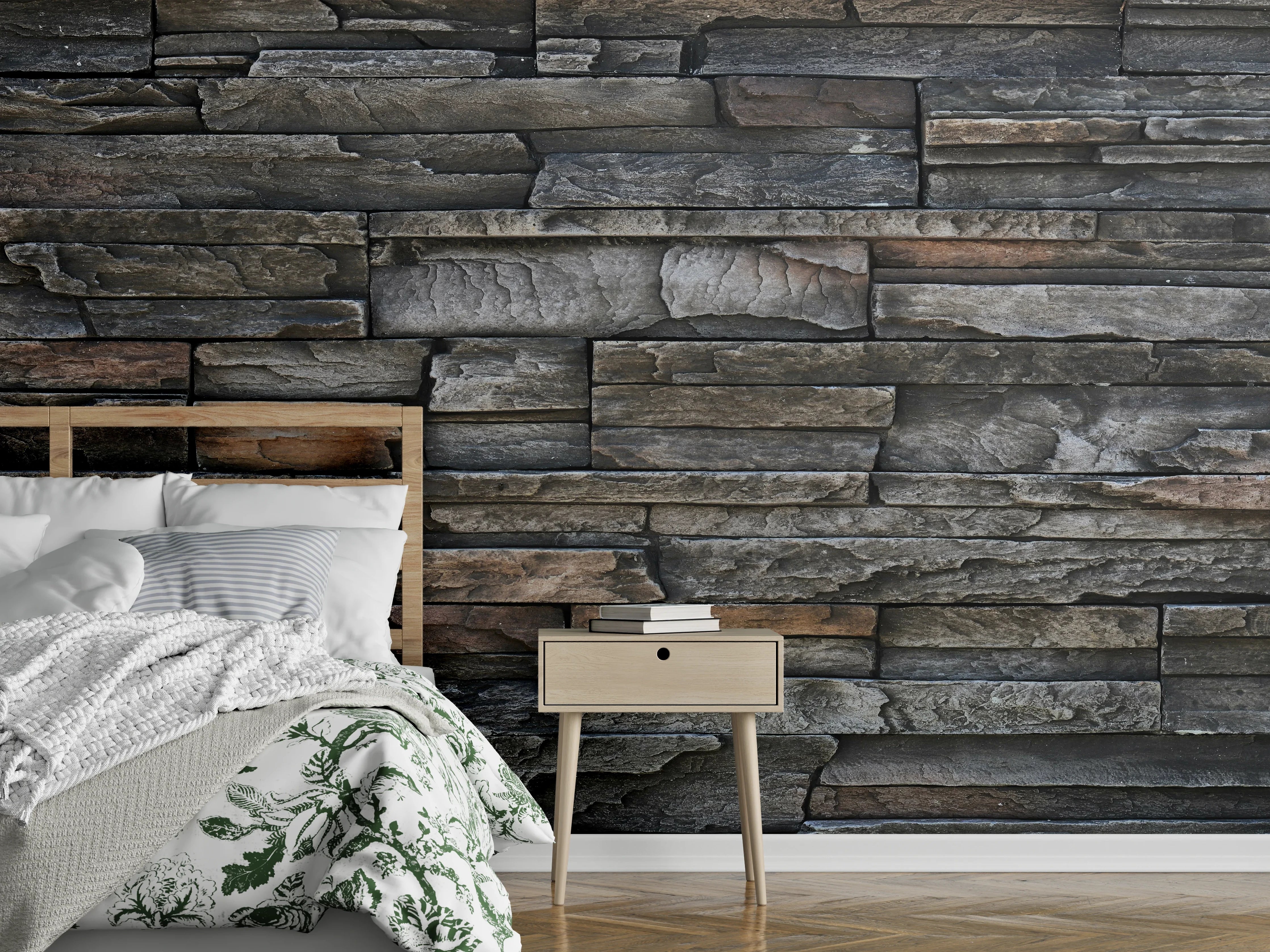 Wandverkleidung Schlafzimmer - Alte dunkle Steinwand Textur