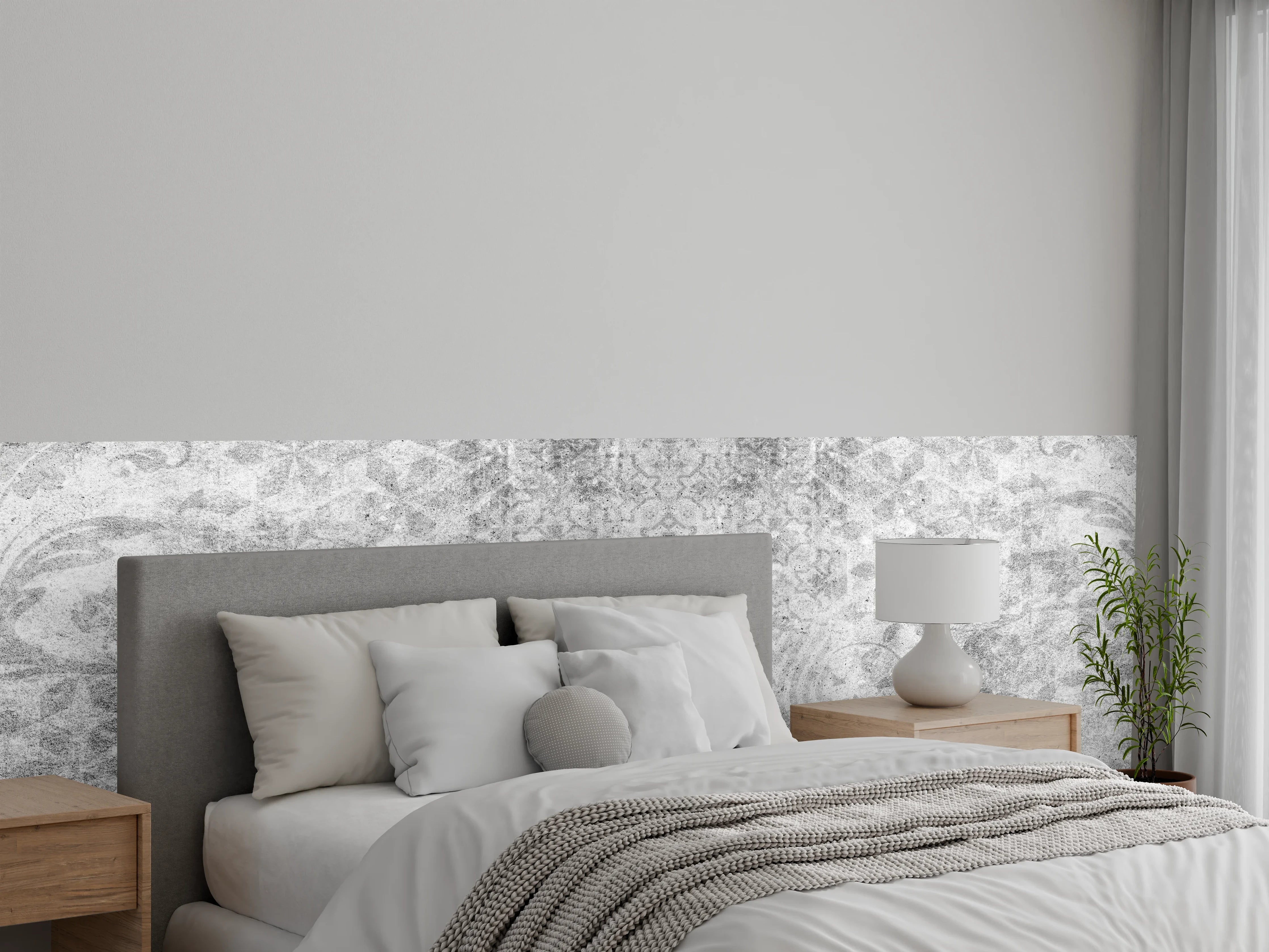 Wandverkleidung Schlafzimmer - Alte graue Vintage Fliesen