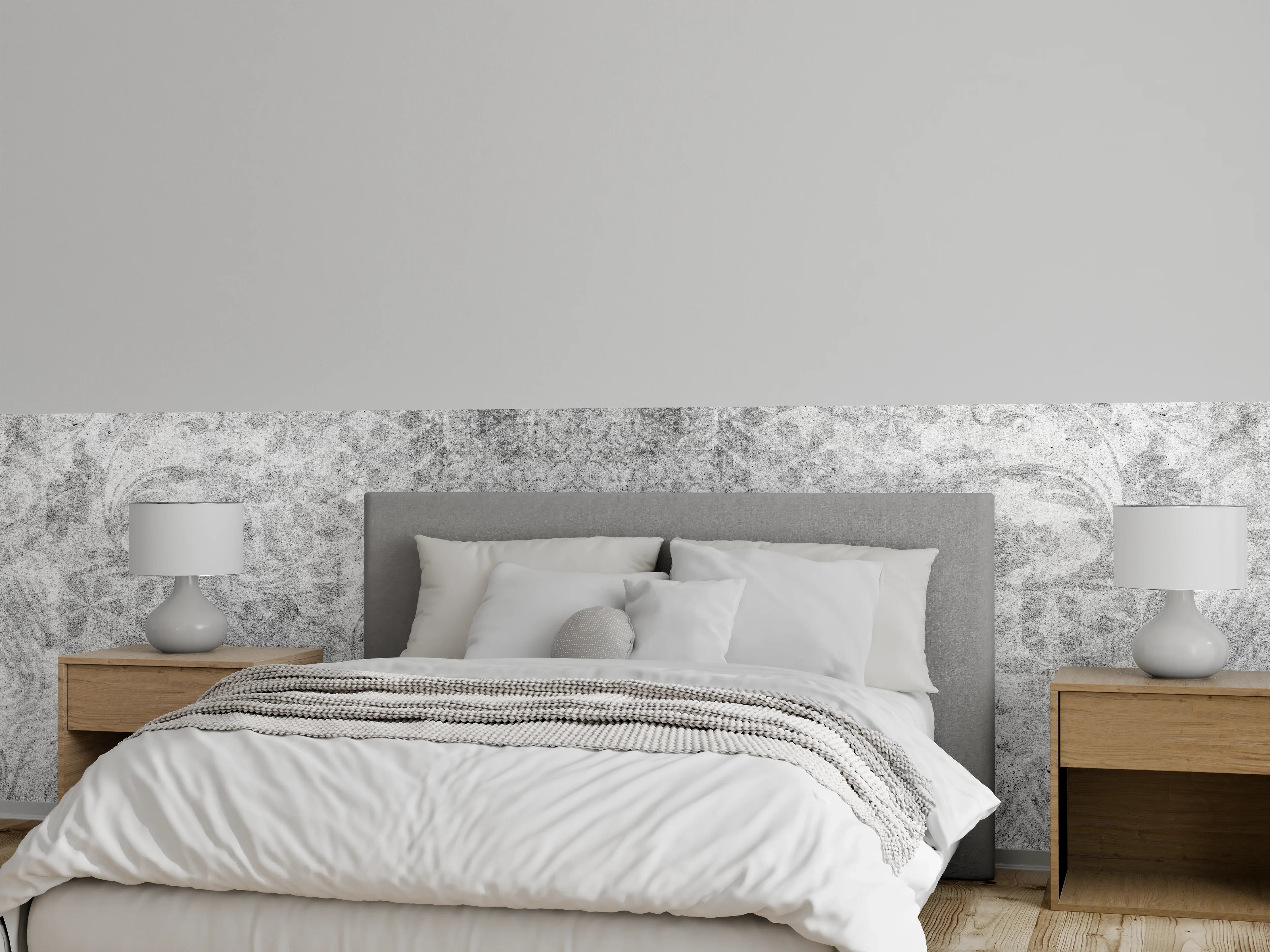 Wandverkleidung Schlafzimmer - Alte graue Vintage Fliesen