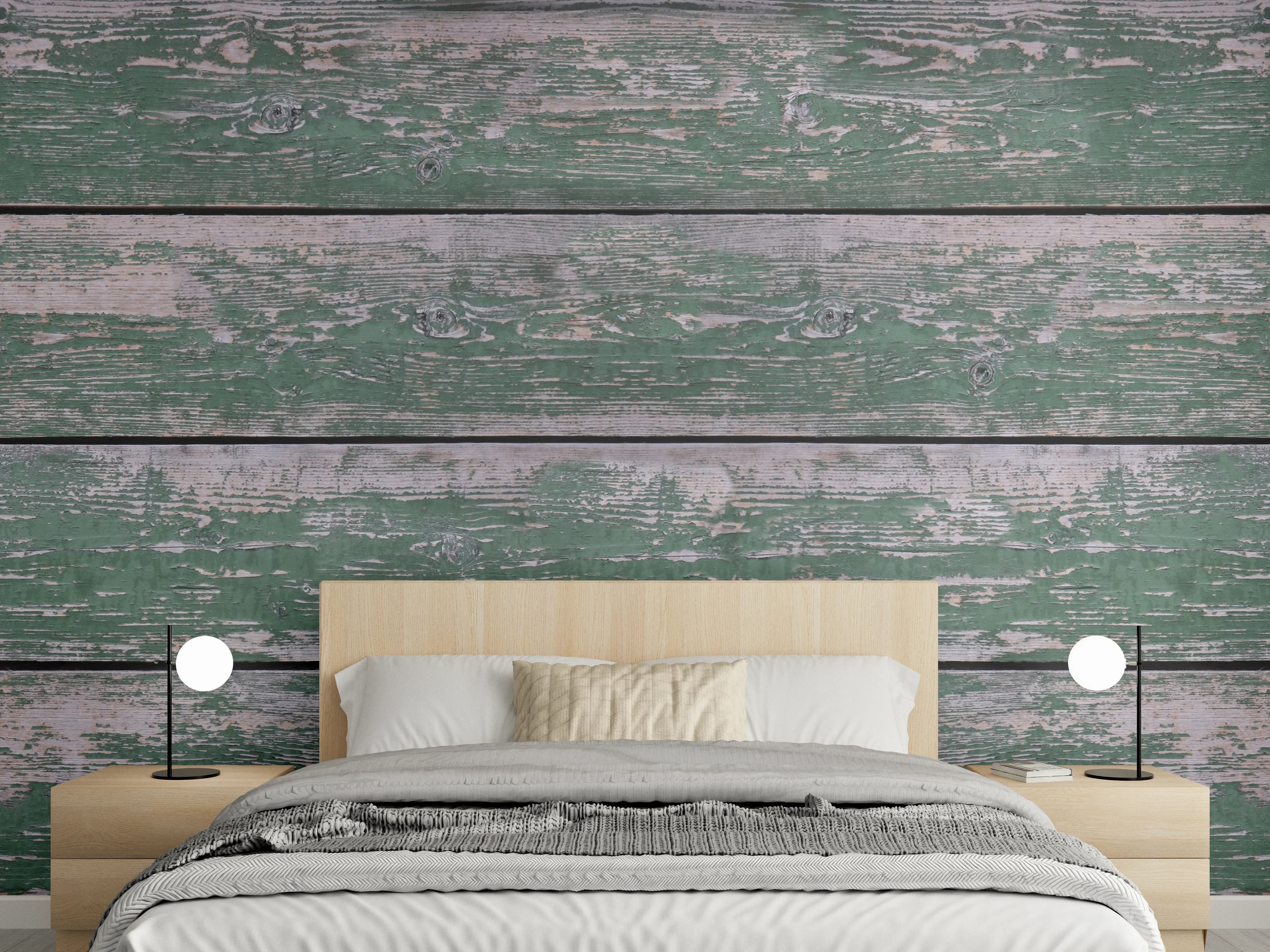 Wandverkleidung Schlafzimmer - Alte grünliche Holztextur