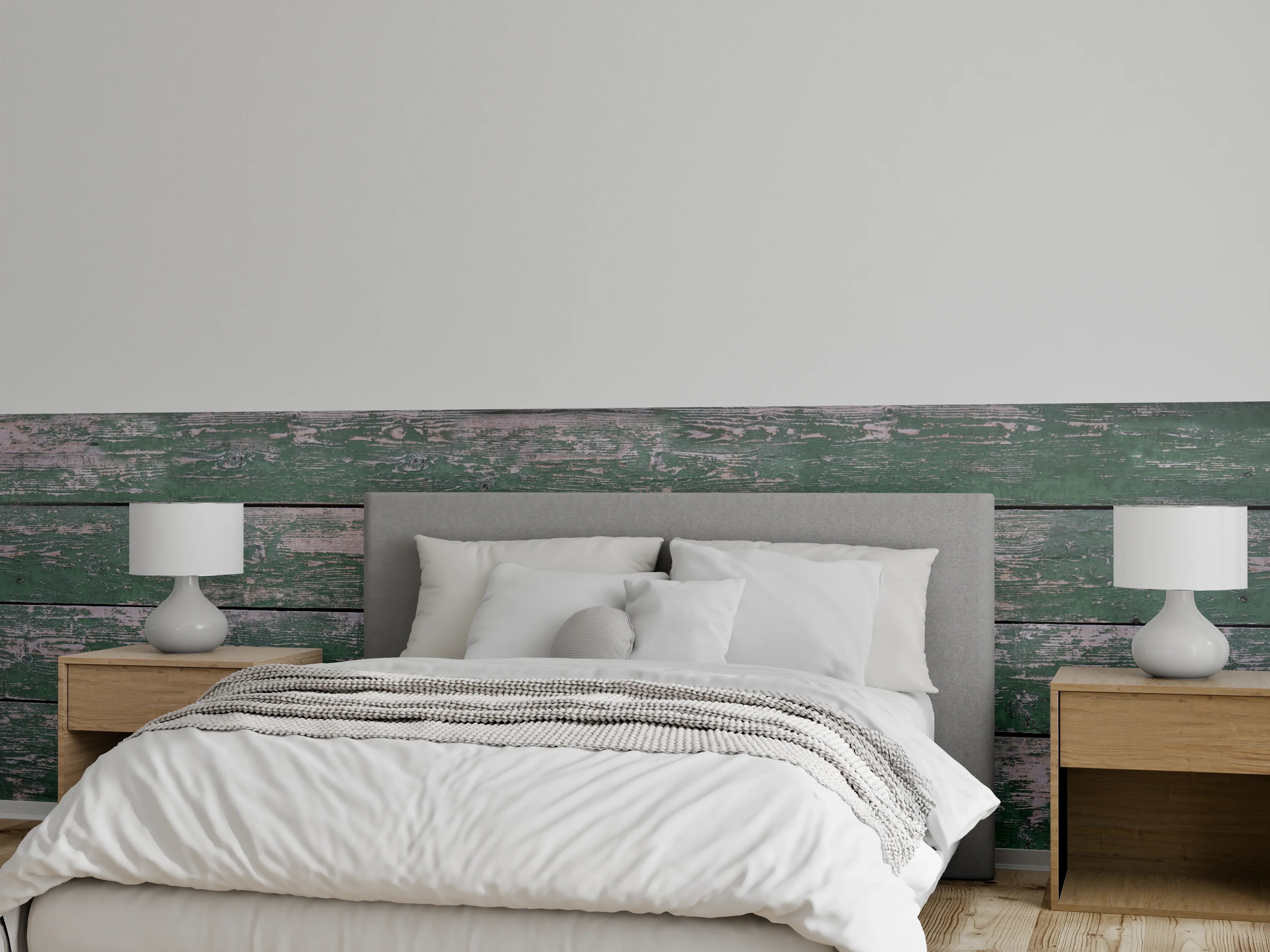 Wandverkleidung Schlafzimmer - Alte grünliche Holztextur