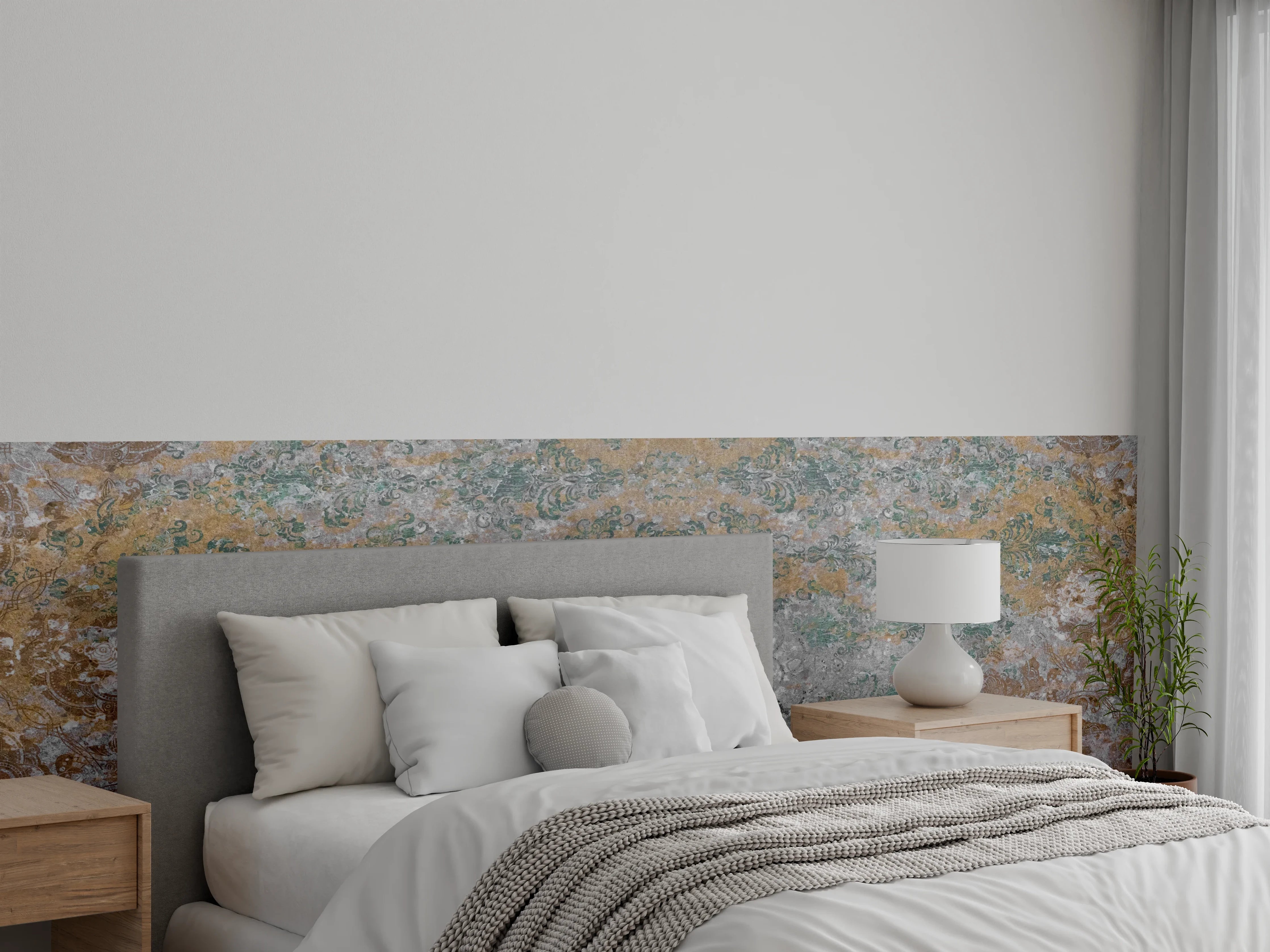 Wandverkleidung Schlafzimmer - Alte shabby Patchwork Motiv