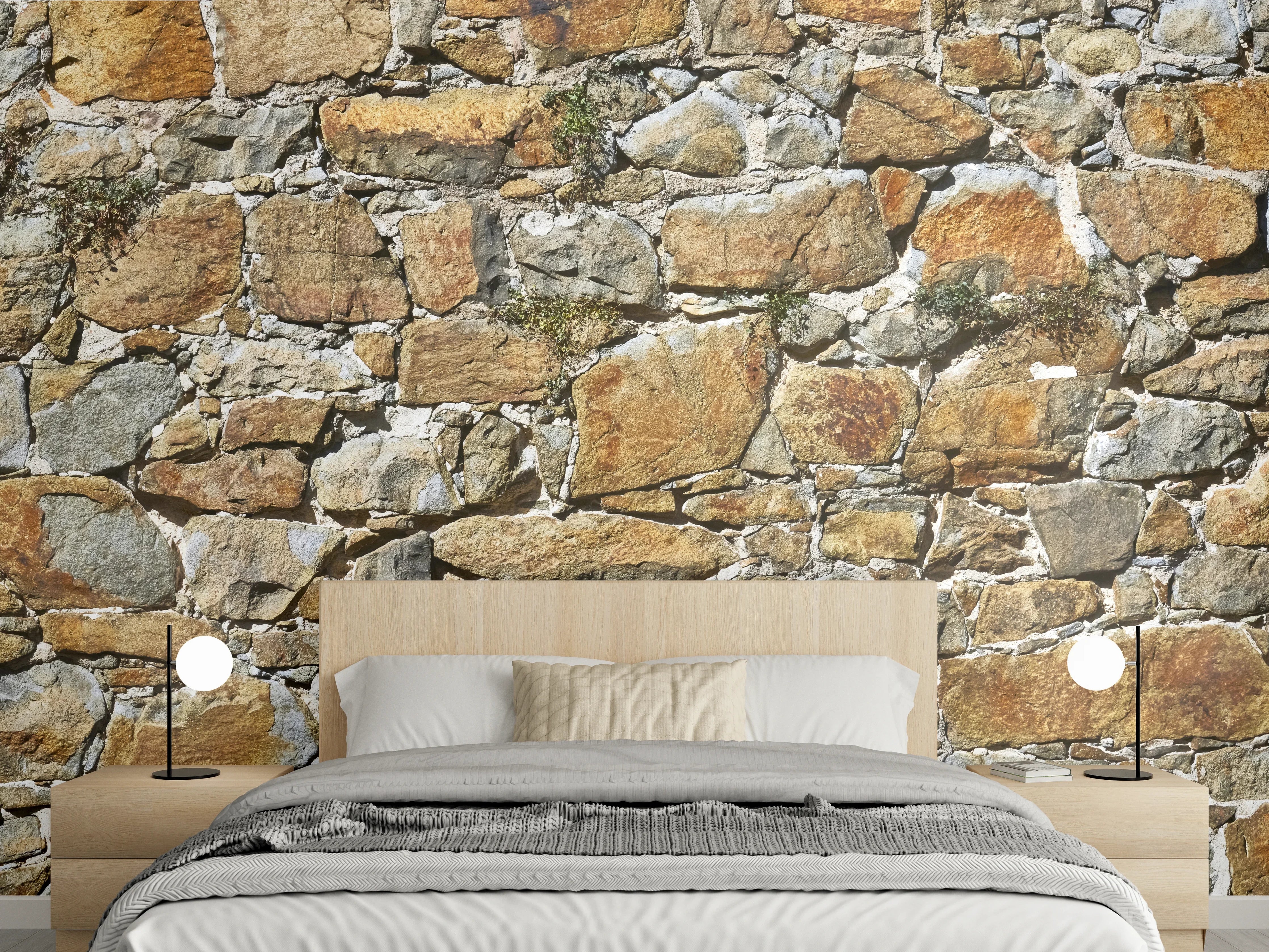 Wandverkleidung Schlafzimmer - Alte unverputzte Burgmauer