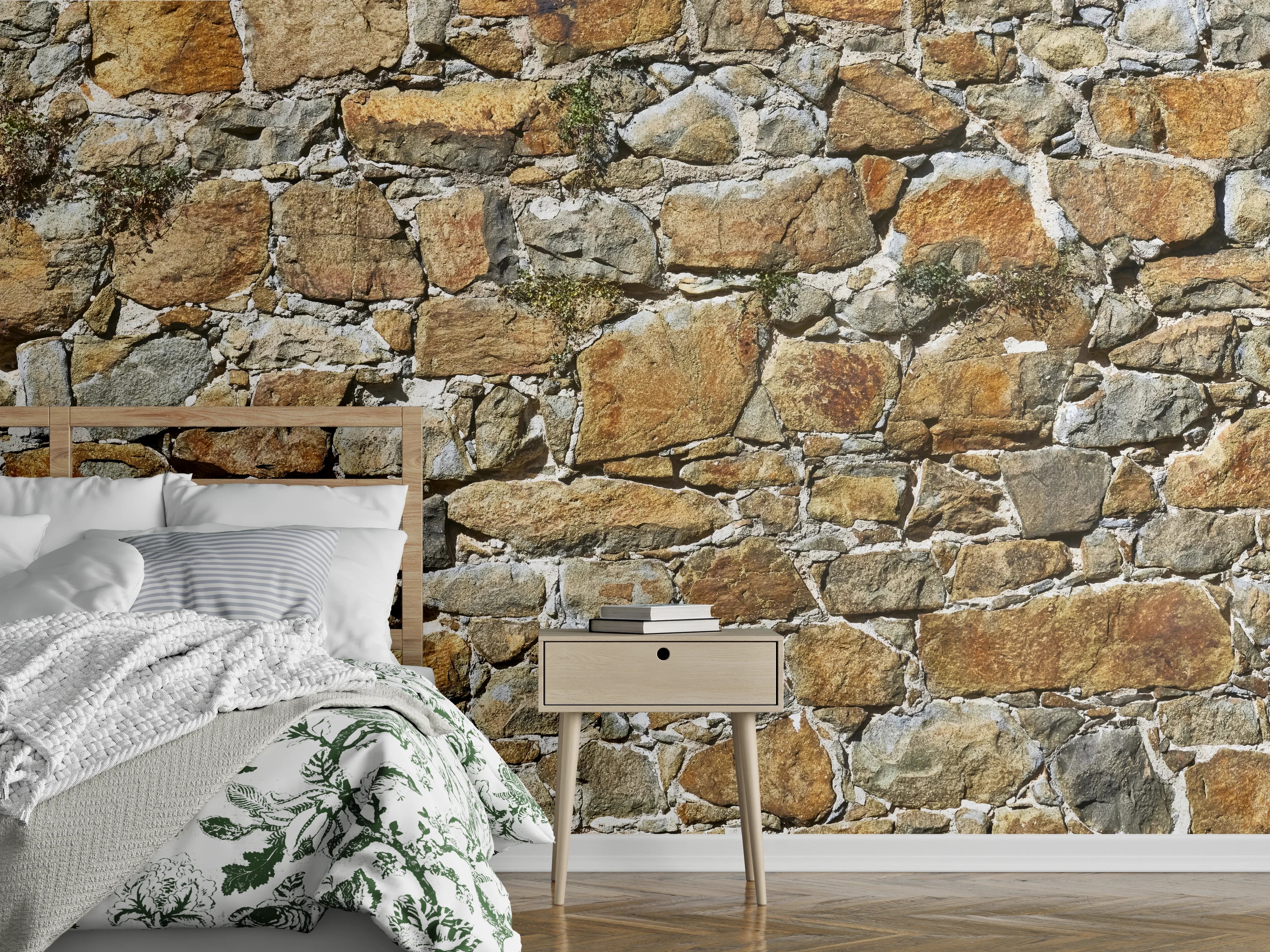 Wandverkleidung Schlafzimmer - Alte unverputzte Burgmauer