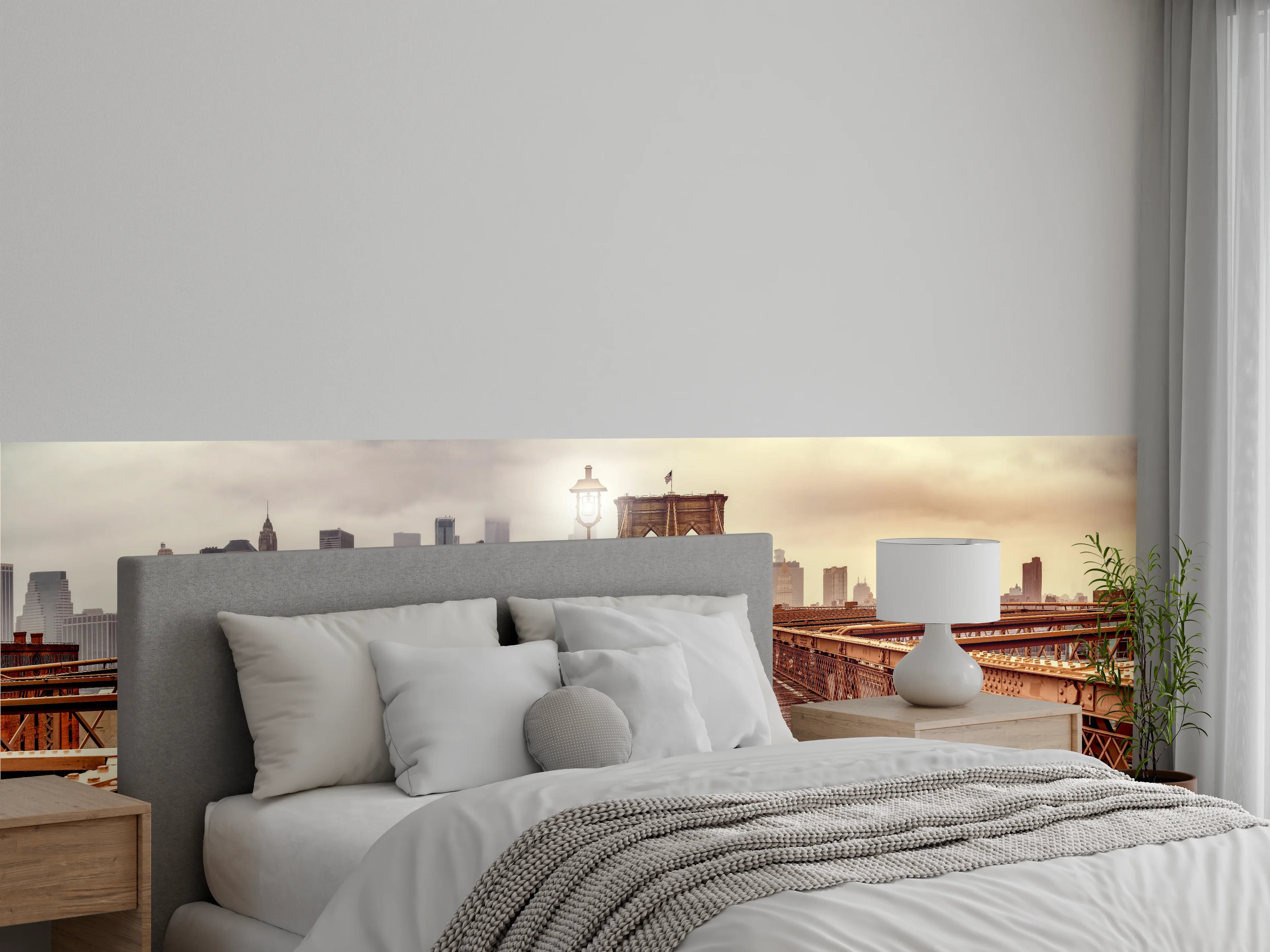 Wandverkleidung Schlafzimmer - Ansicht der Brücke auf die Stadt