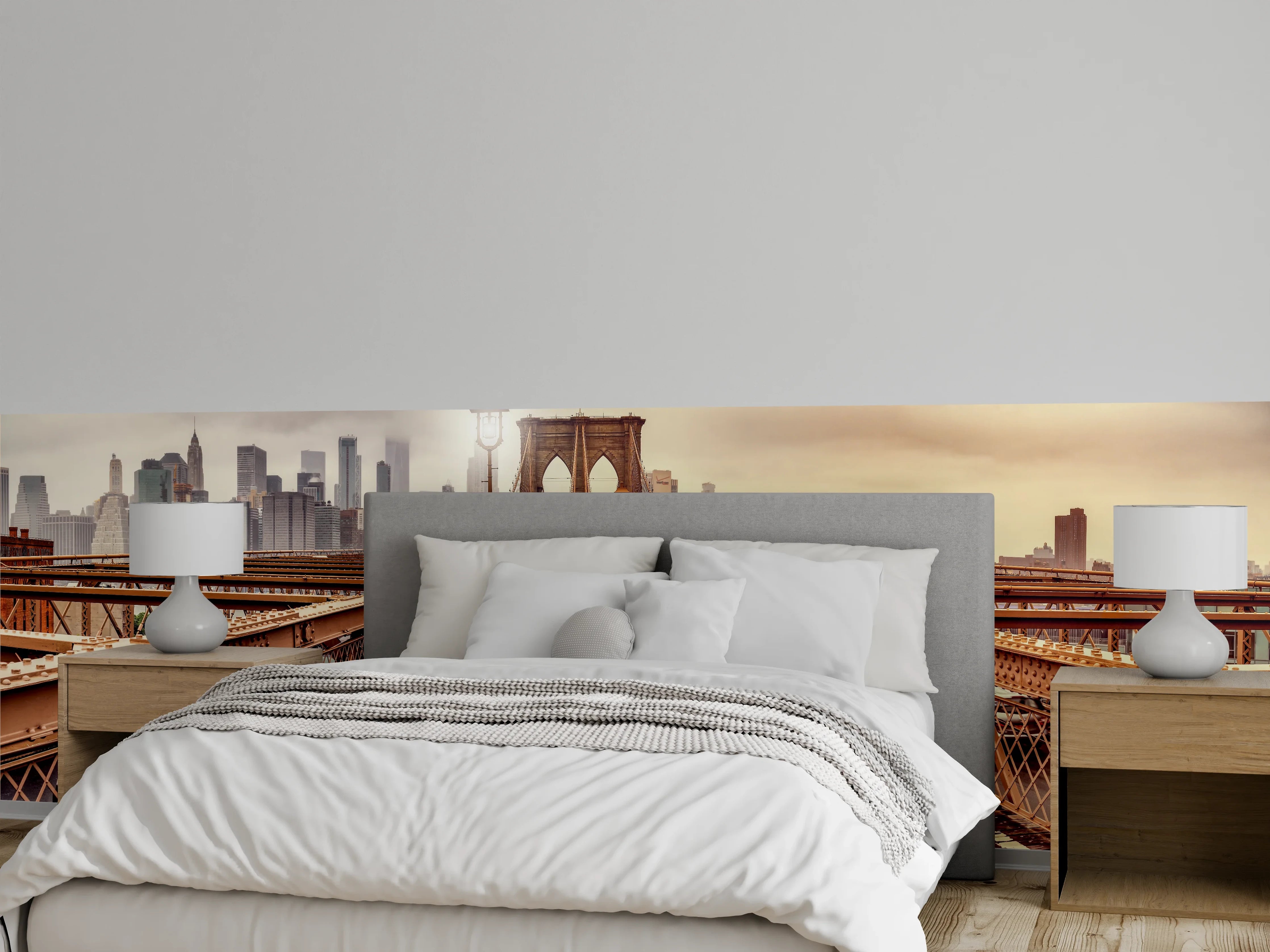 Wandverkleidung Schlafzimmer - Ansicht der Brücke auf die Stadt