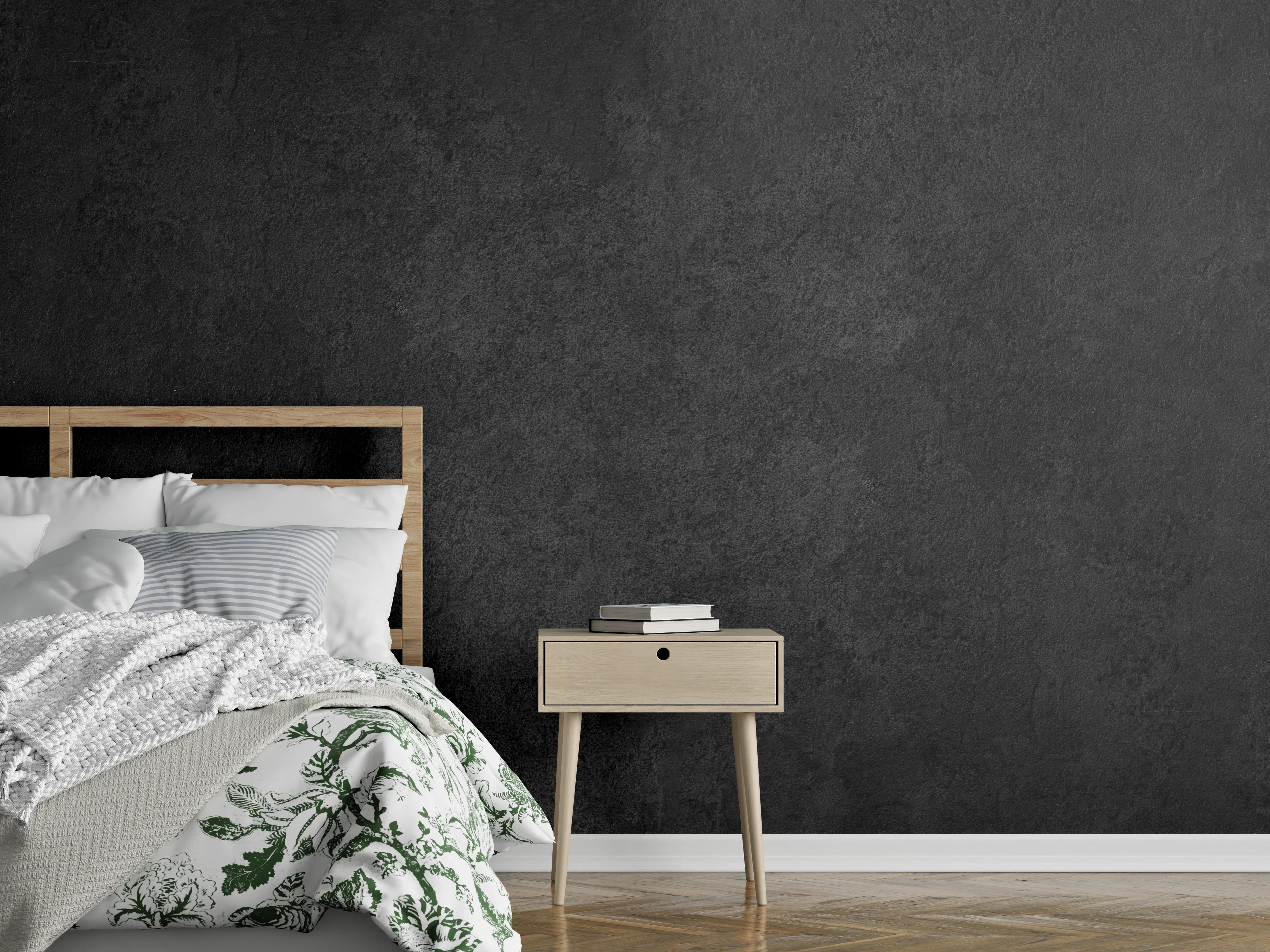 Wandverkleidung Schlafzimmer - Anthrazit Betonstruktur