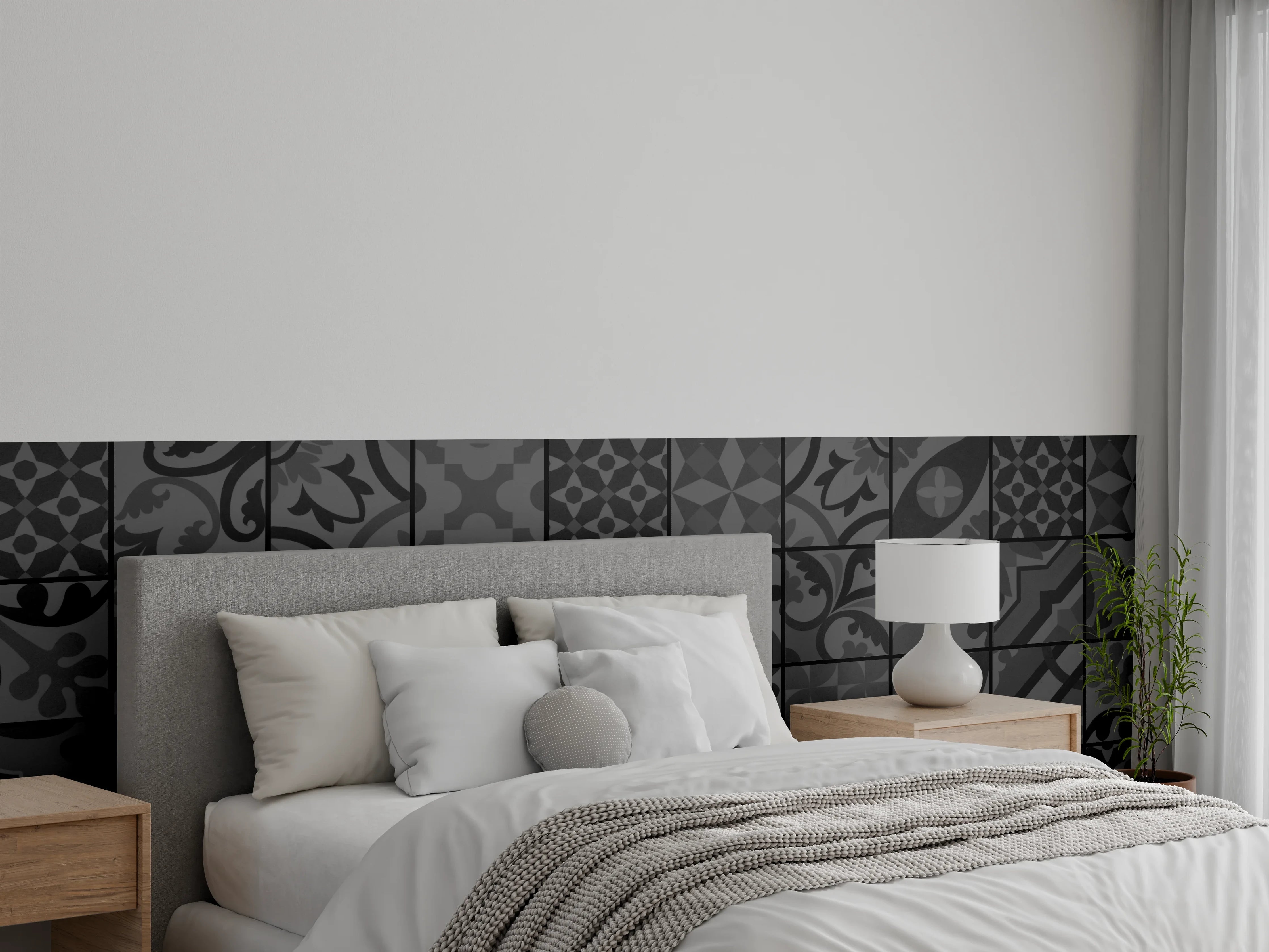 Wandverkleidung Schlafzimmer - Anthrazit Mosaik Fliesentextur