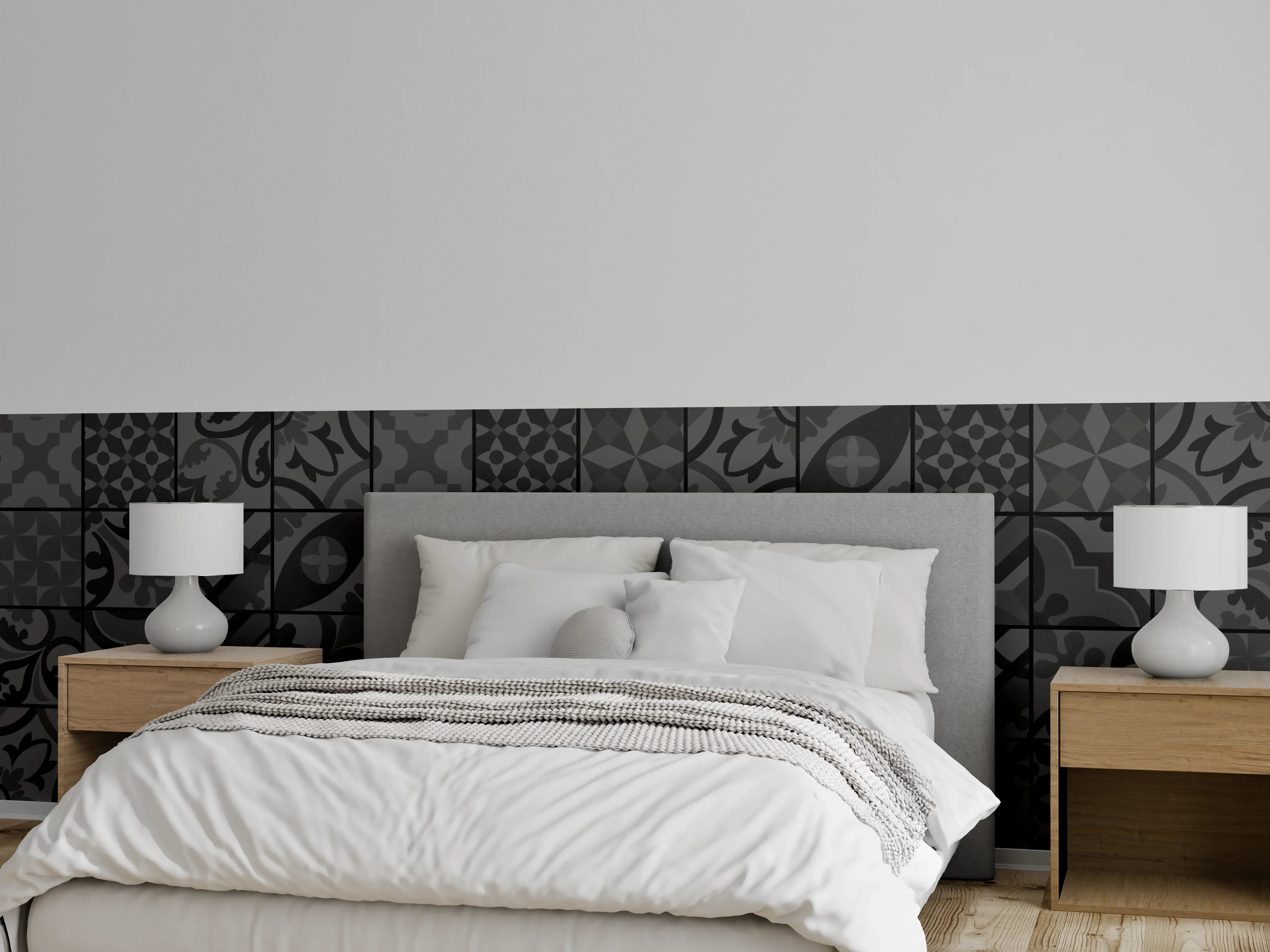 Wandverkleidung Schlafzimmer - Anthrazit Mosaik Fliesentextur