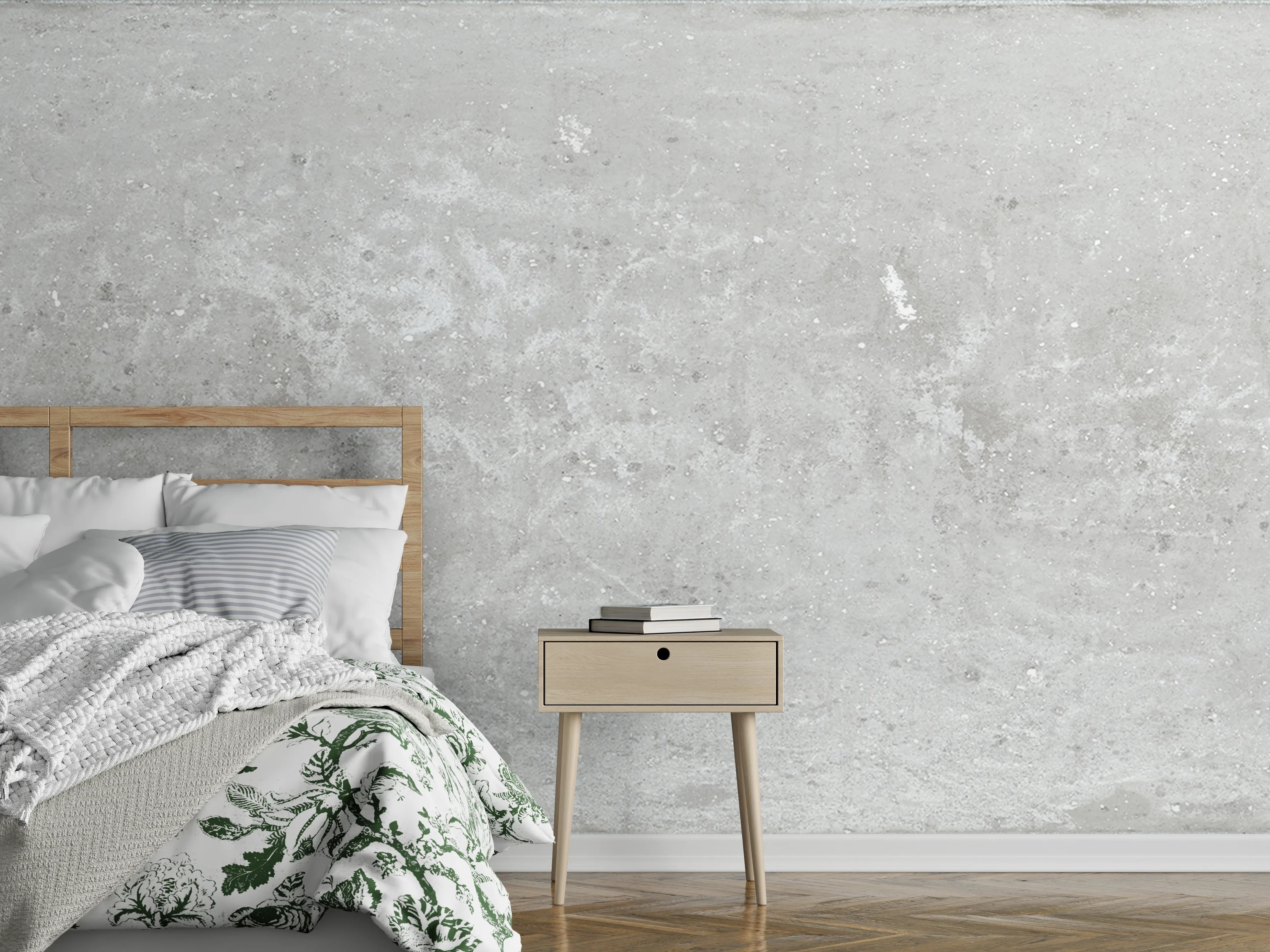 Wandverkleidung Schlafzimmer - Antik weiß-gräuliche Betonwand