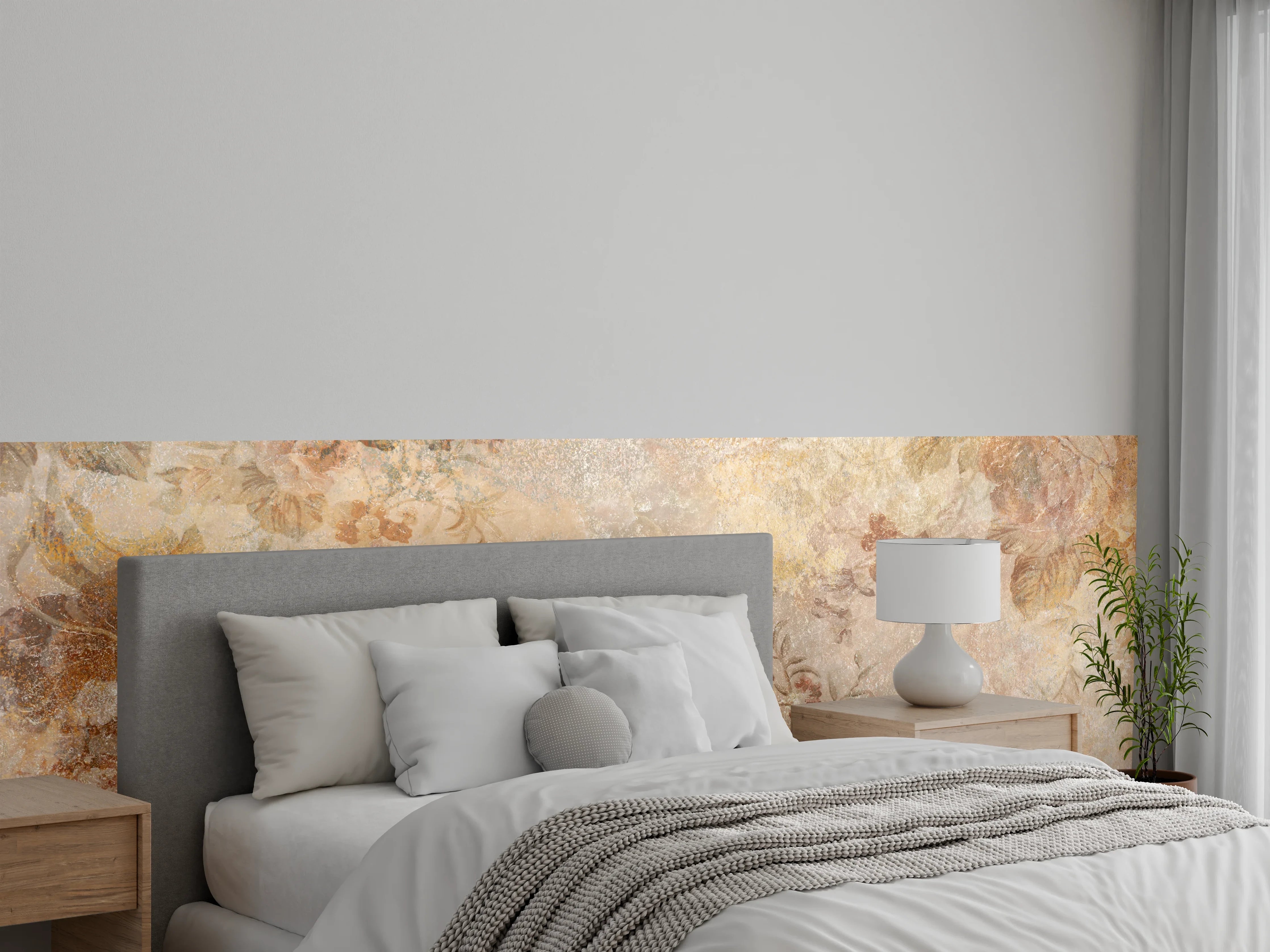 Wandverkleidung Schlafzimmer - Antikes Blumen Design