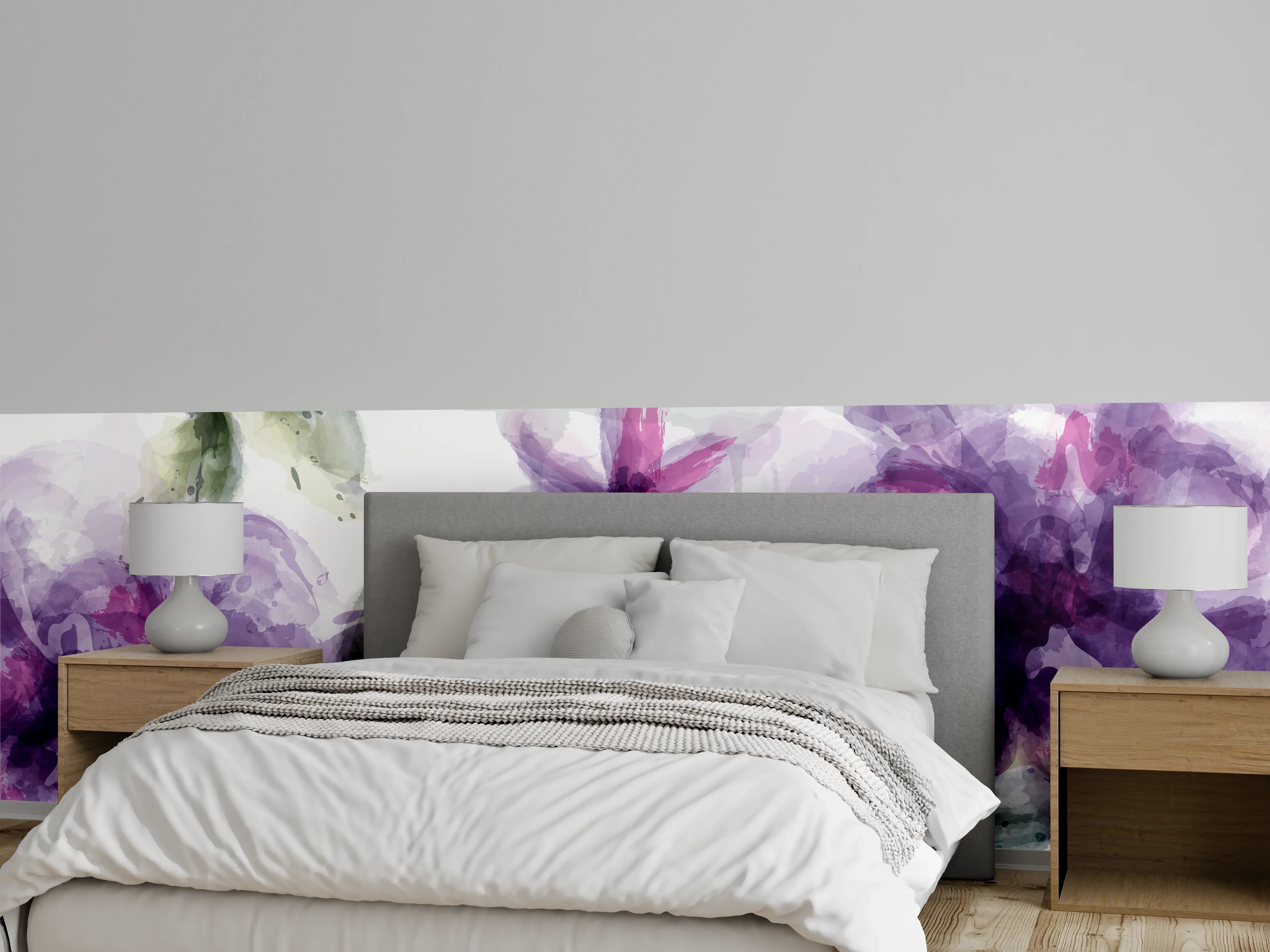 Wandverkleidung Schlafzimmer - Aquarall Blumen