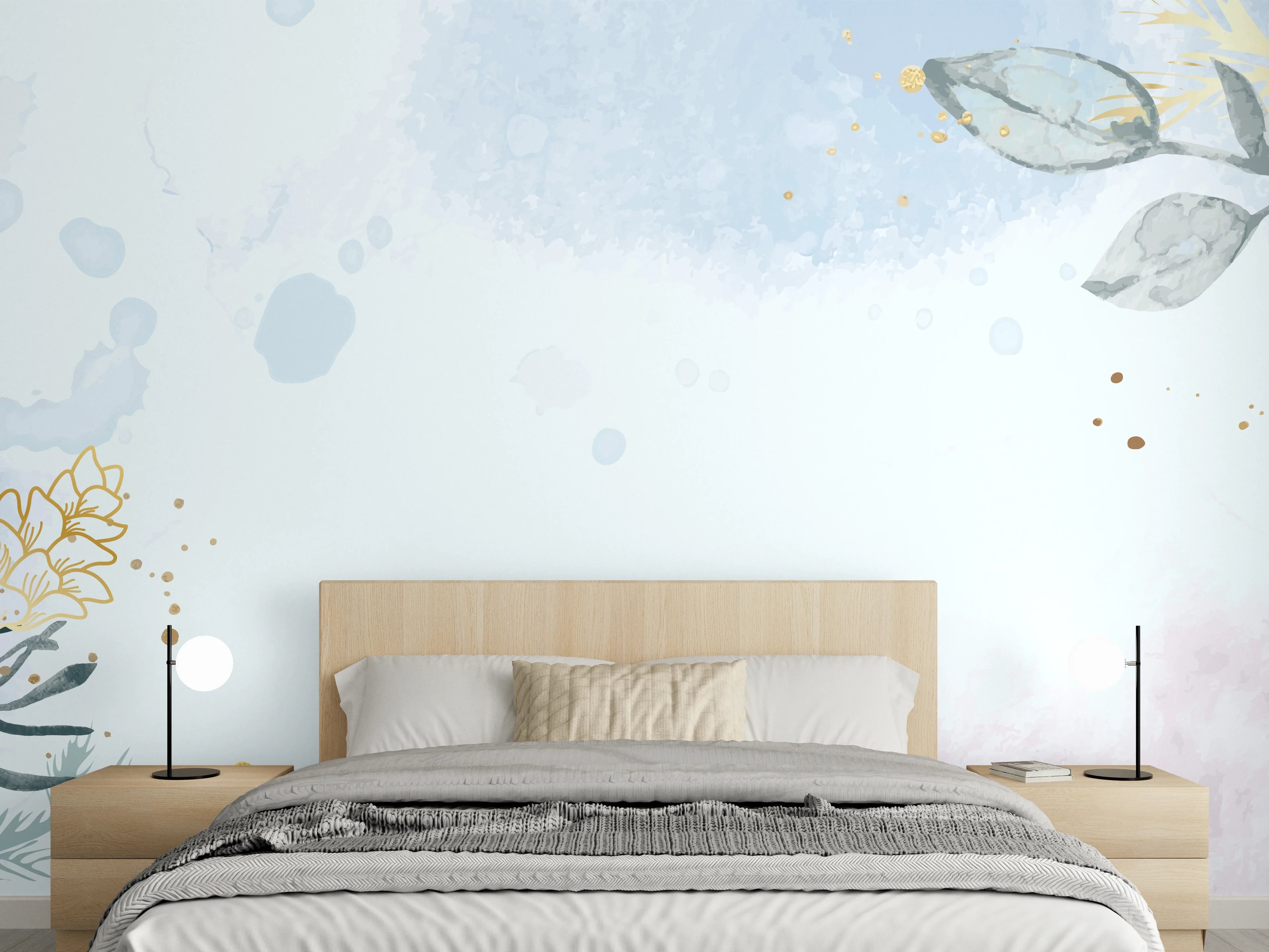 Wandverkleidung Schlafzimmer - Aquarell Blüten Pastell