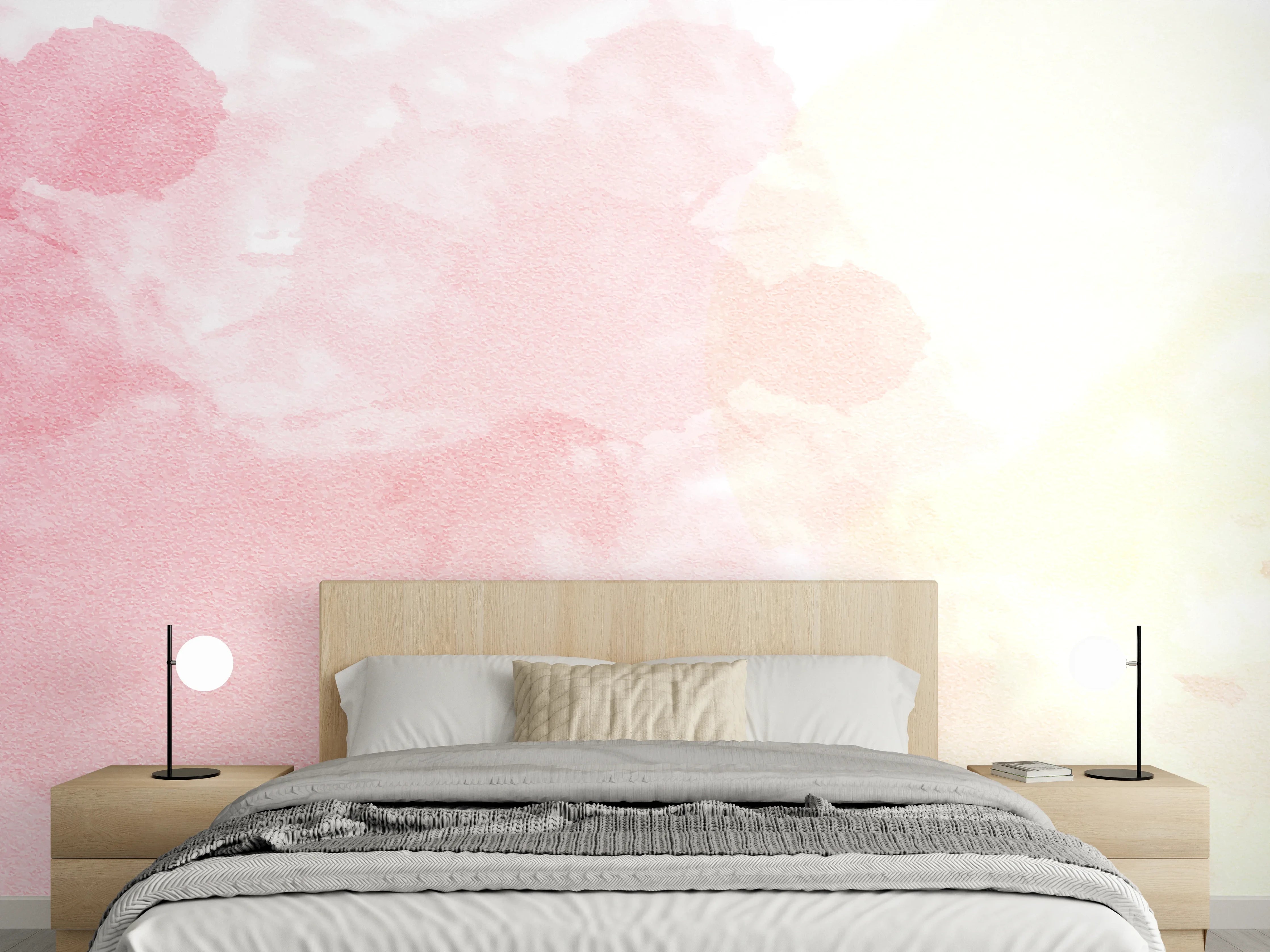 Wandverkleidung Schlafzimmer - Aquarell Rosa Pastell Spritzoptik