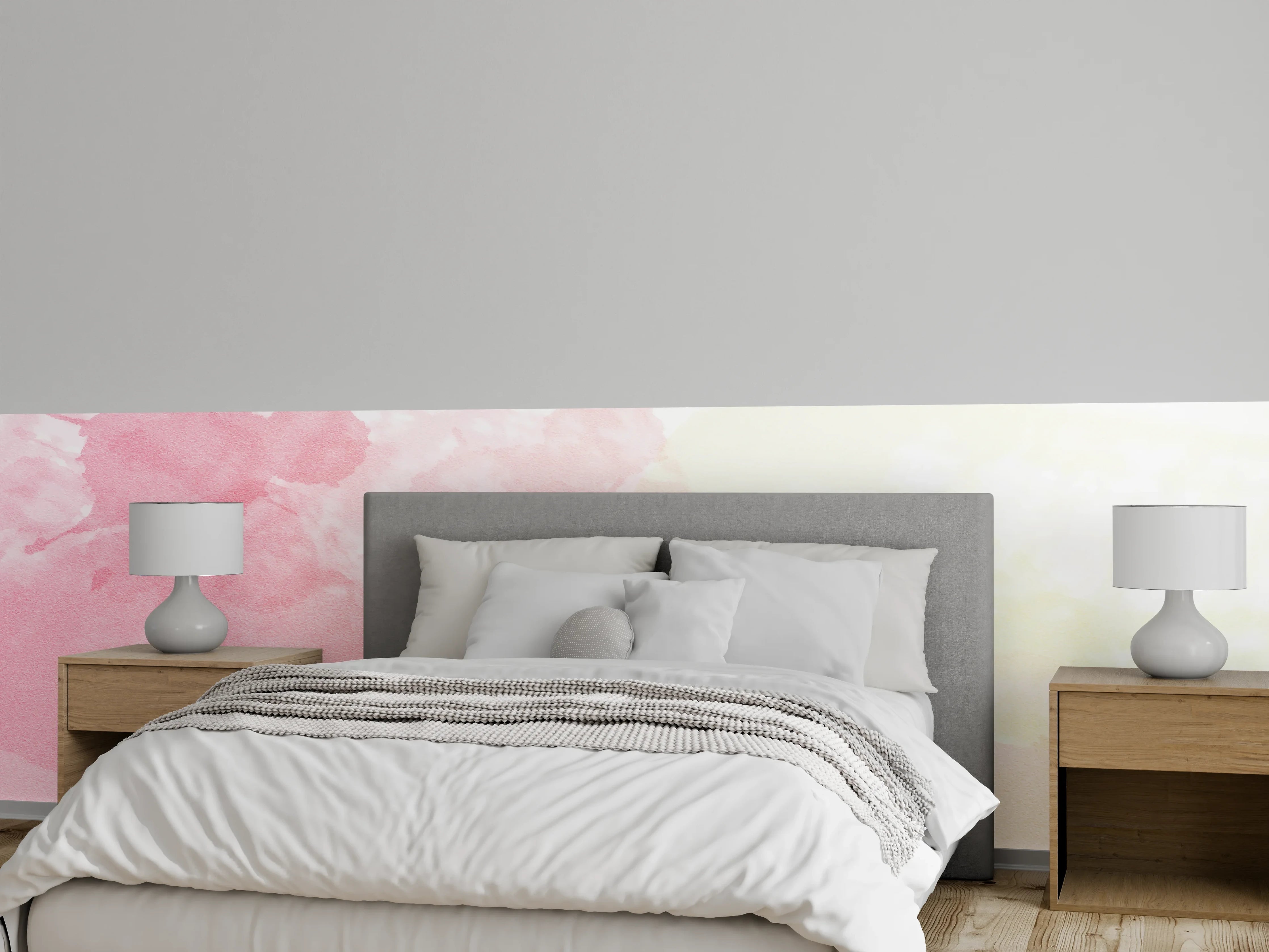 Wandverkleidung Schlafzimmer - Aquarell Rosa Pastell Spritzoptik