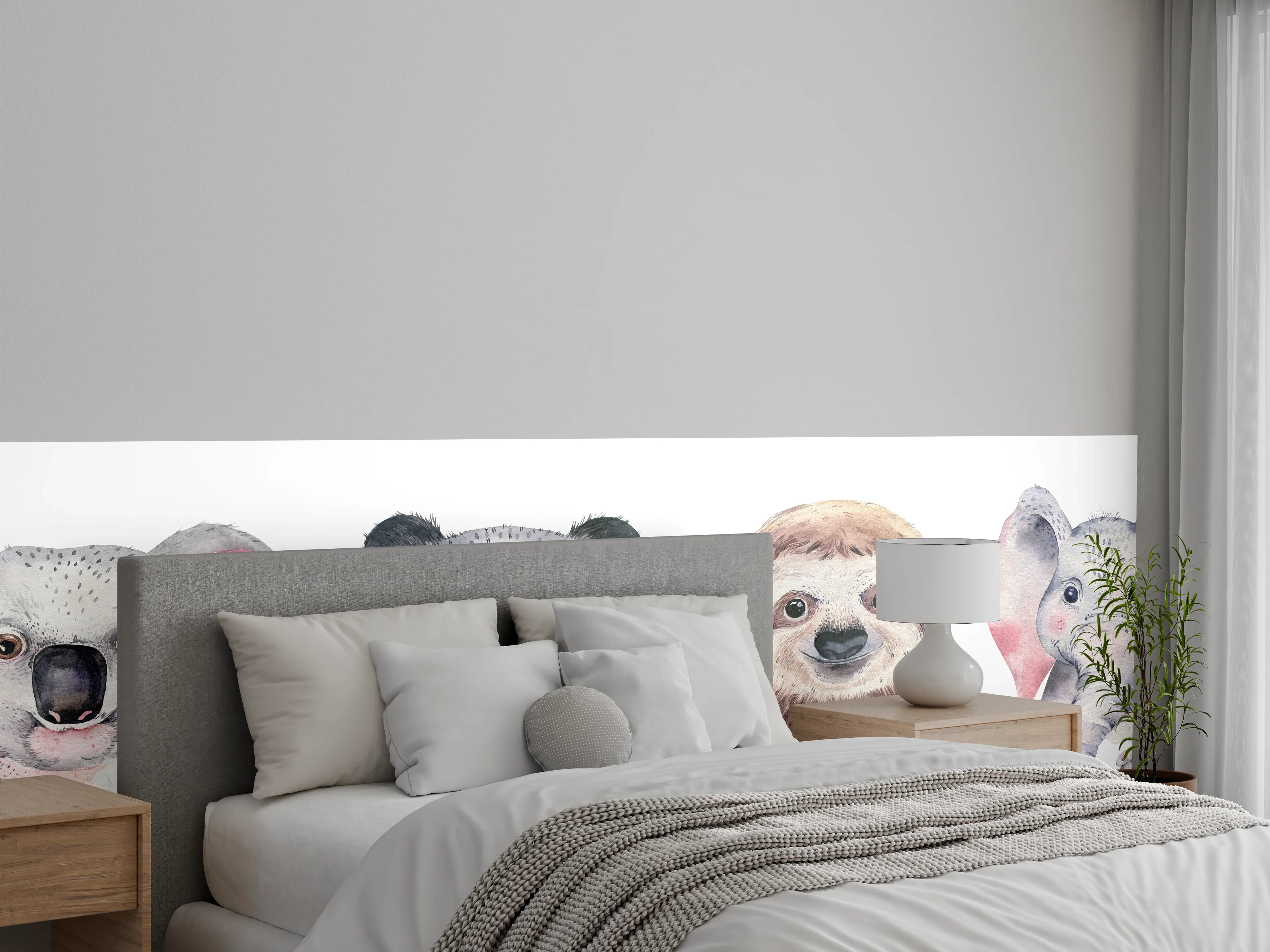 Wandverkleidung Schlafzimmer - Aquarell Tierbabys Illustration