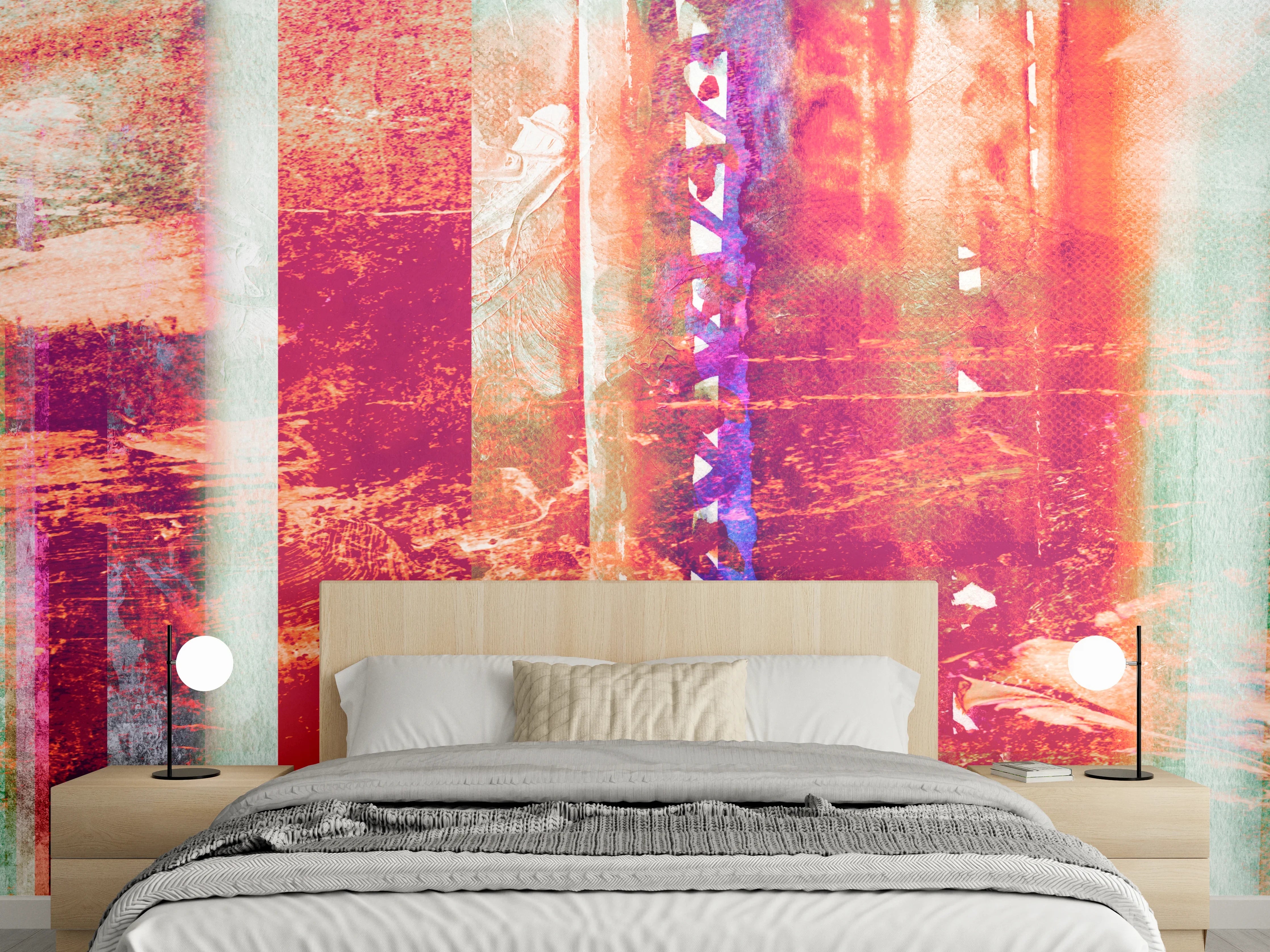 Wandverkleidung Schlafzimmer - Aquarell pastellfarbige Streifen