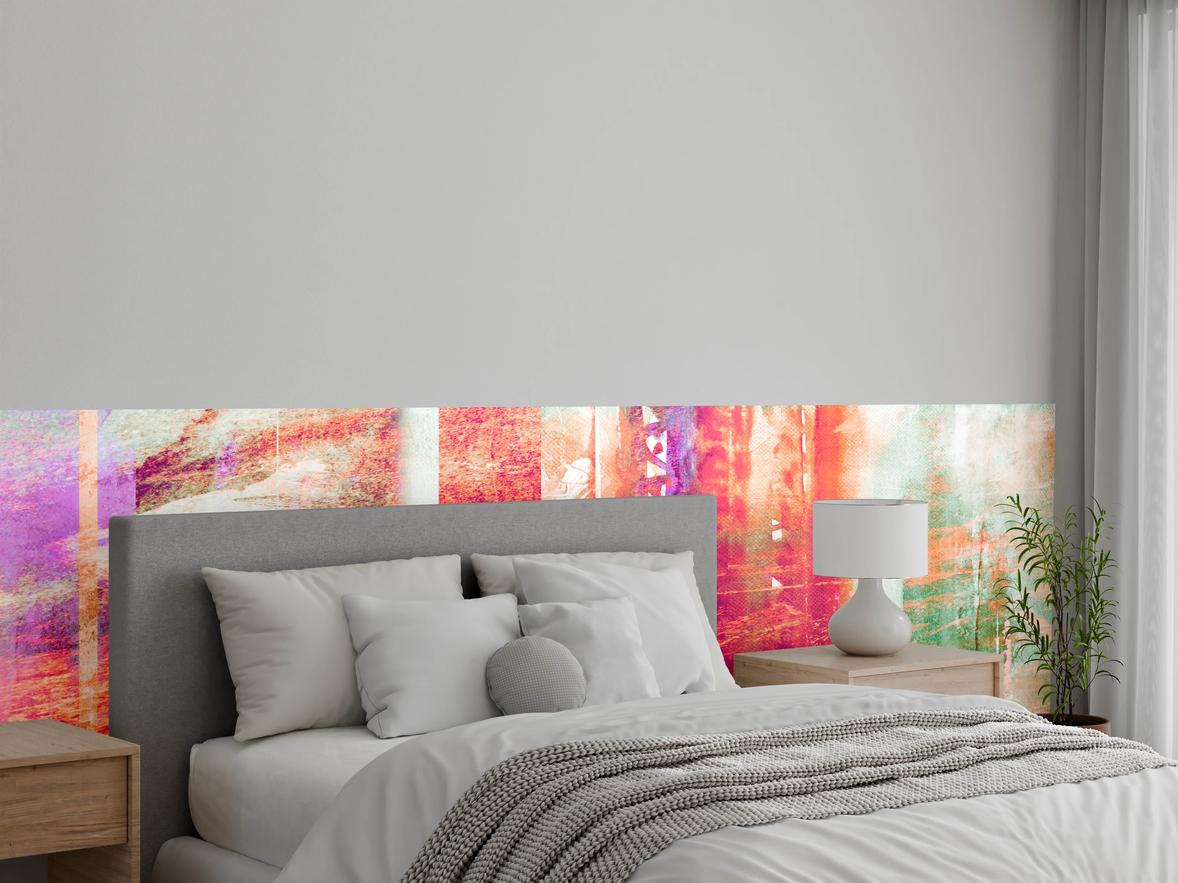 Wandverkleidung Schlafzimmer - Aquarell pastellfarbige Streifen