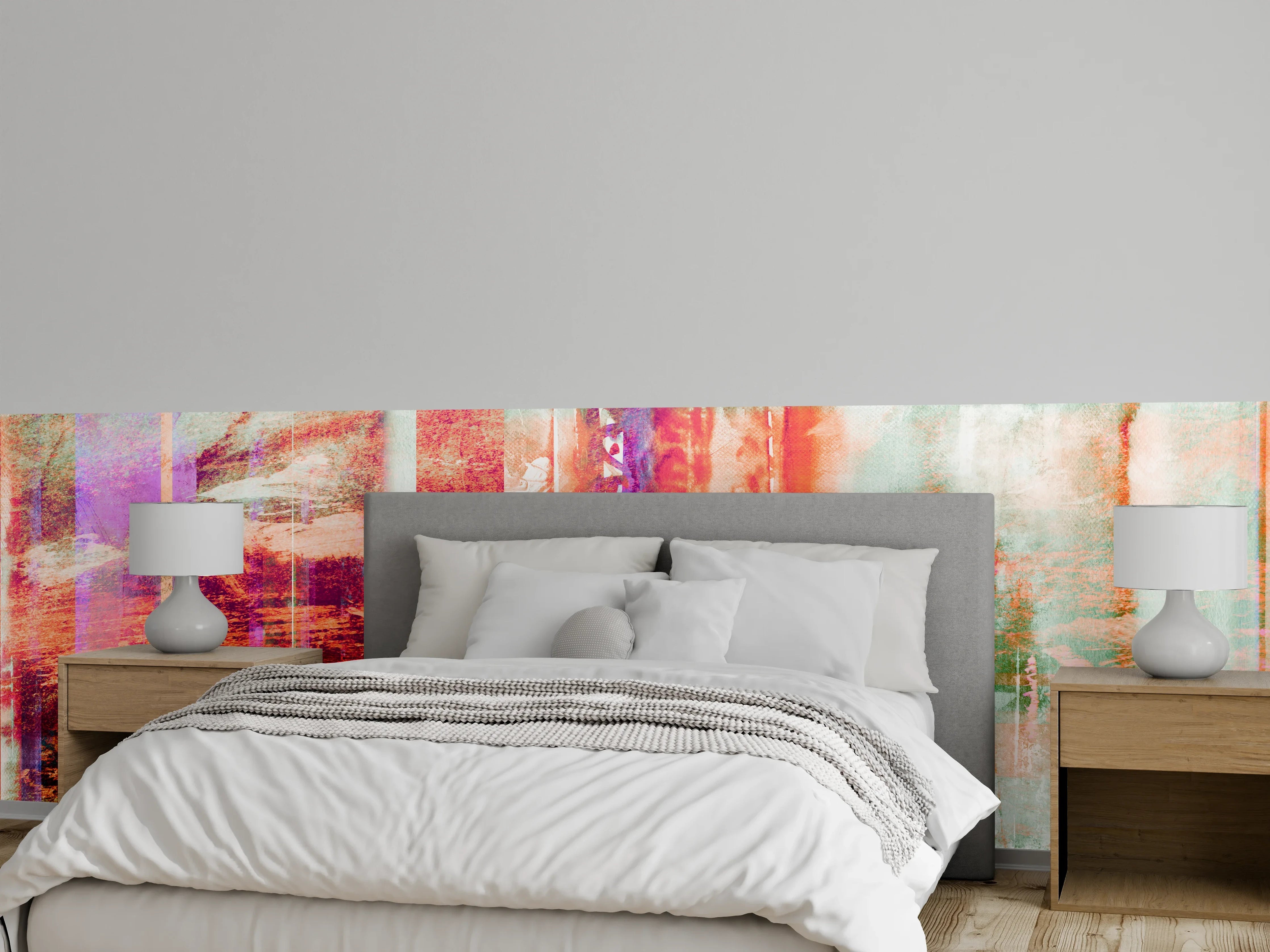 Wandverkleidung Schlafzimmer - Aquarell pastellfarbige Streifen