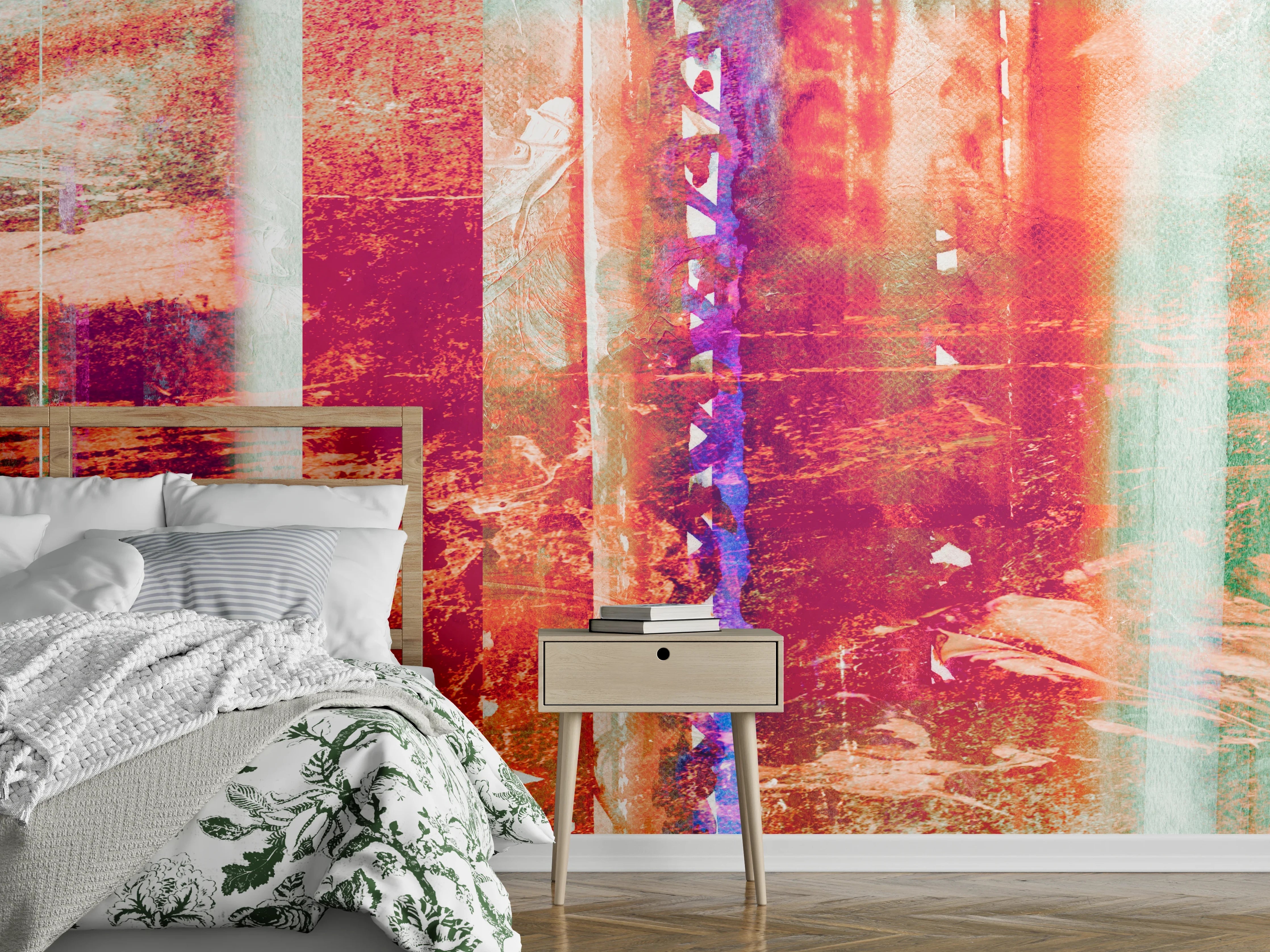 Wandverkleidung Schlafzimmer - Aquarell pastellfarbige Streifen