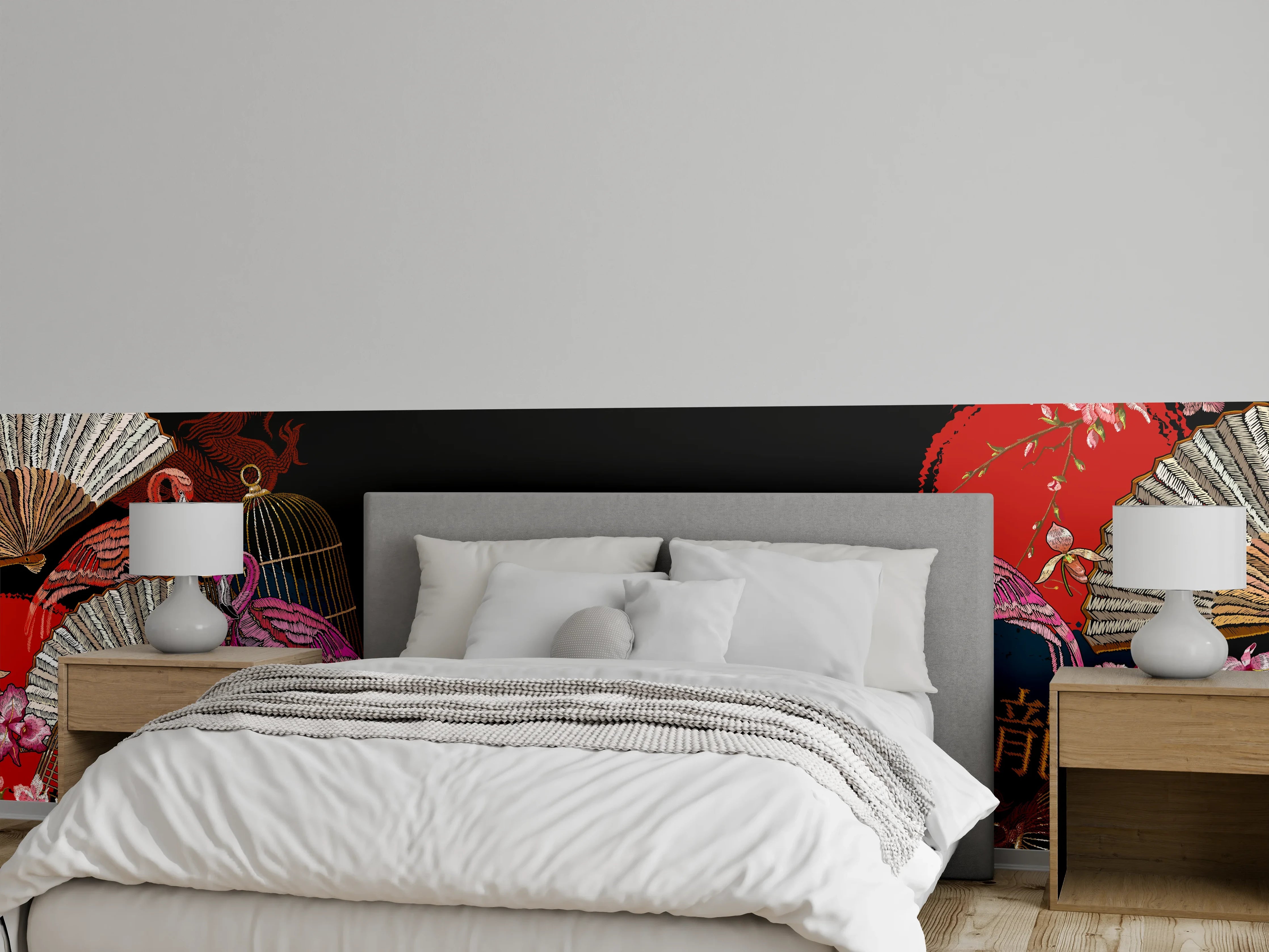 Wandverkleidung Schlafzimmer - Asiatisches Drachen-Fan Banner