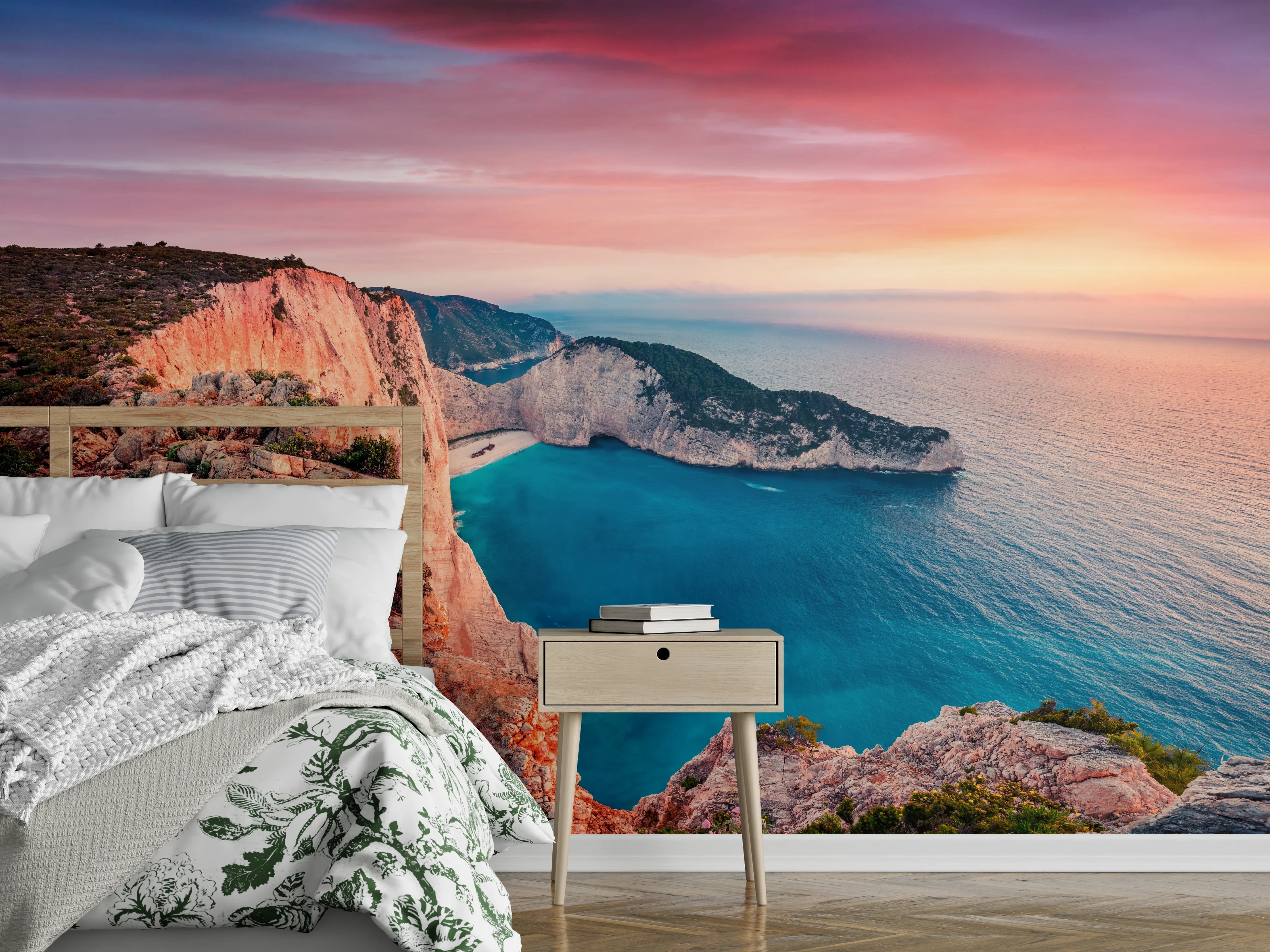 Wandverkleidung Schlafzimmer - Atemberaubende Küstenlandschaft im Sonnenuntergang