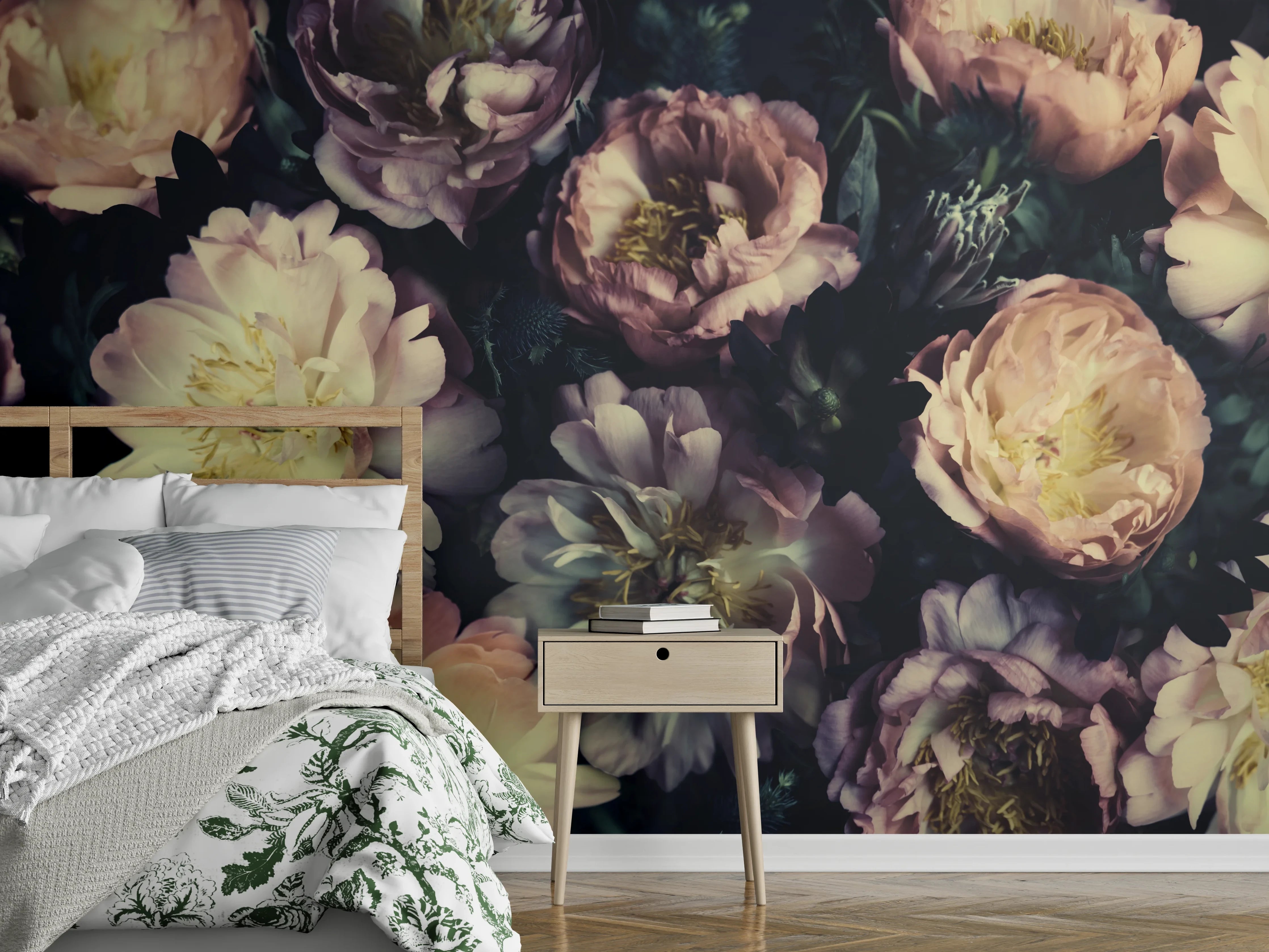 Wandverkleidung Schlafzimmer - Atemberaubende Pfingstrosen