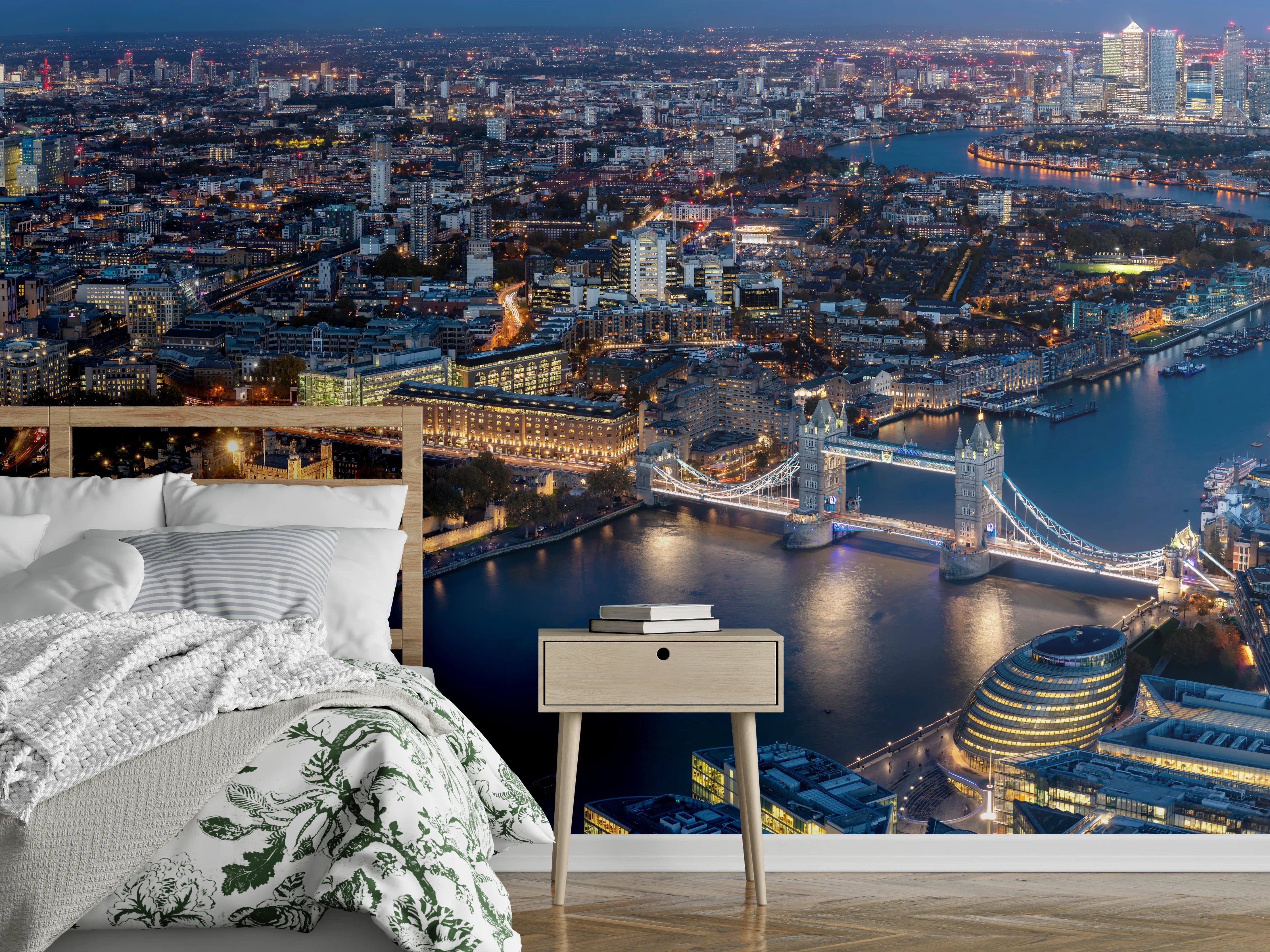 Wandverkleidung Schlafzimmer - Atemberaubende Skyline auf London-England