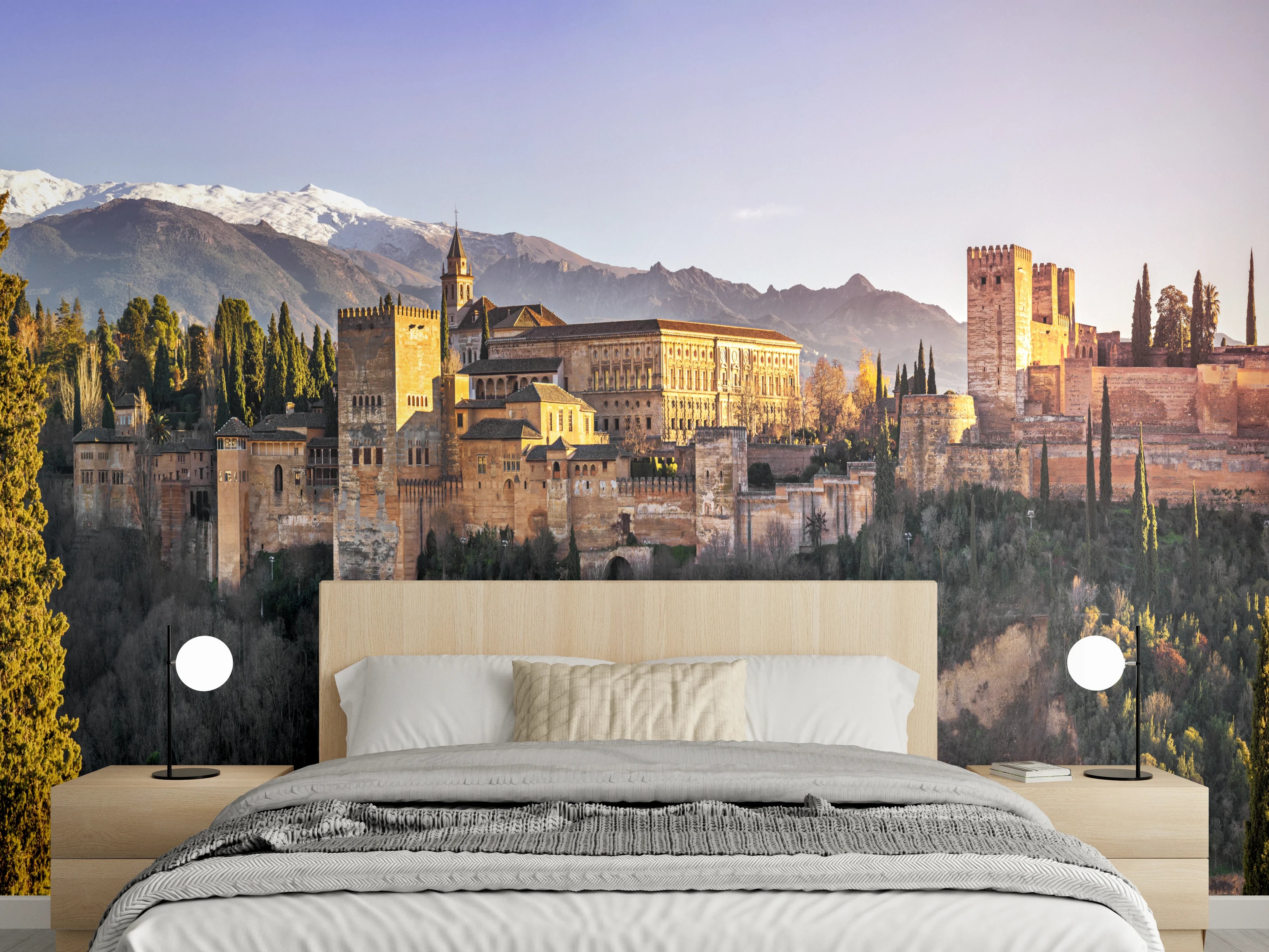 Wandverkleidung Schlafzimmer - Aussicht auf Alhambra mit Comares-Turm
