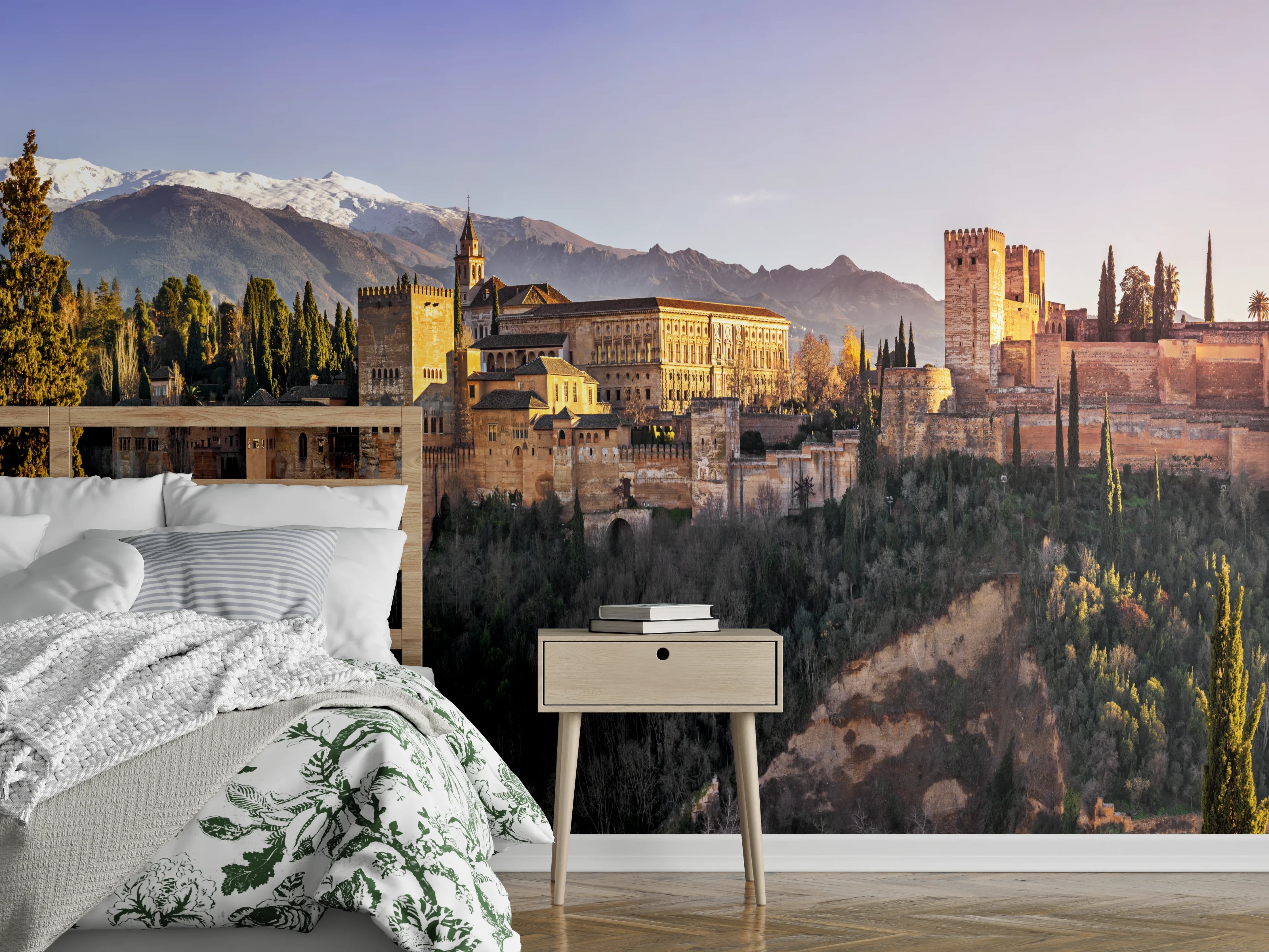 Wandverkleidung Schlafzimmer - Aussicht auf Alhambra mit Comares-Turm