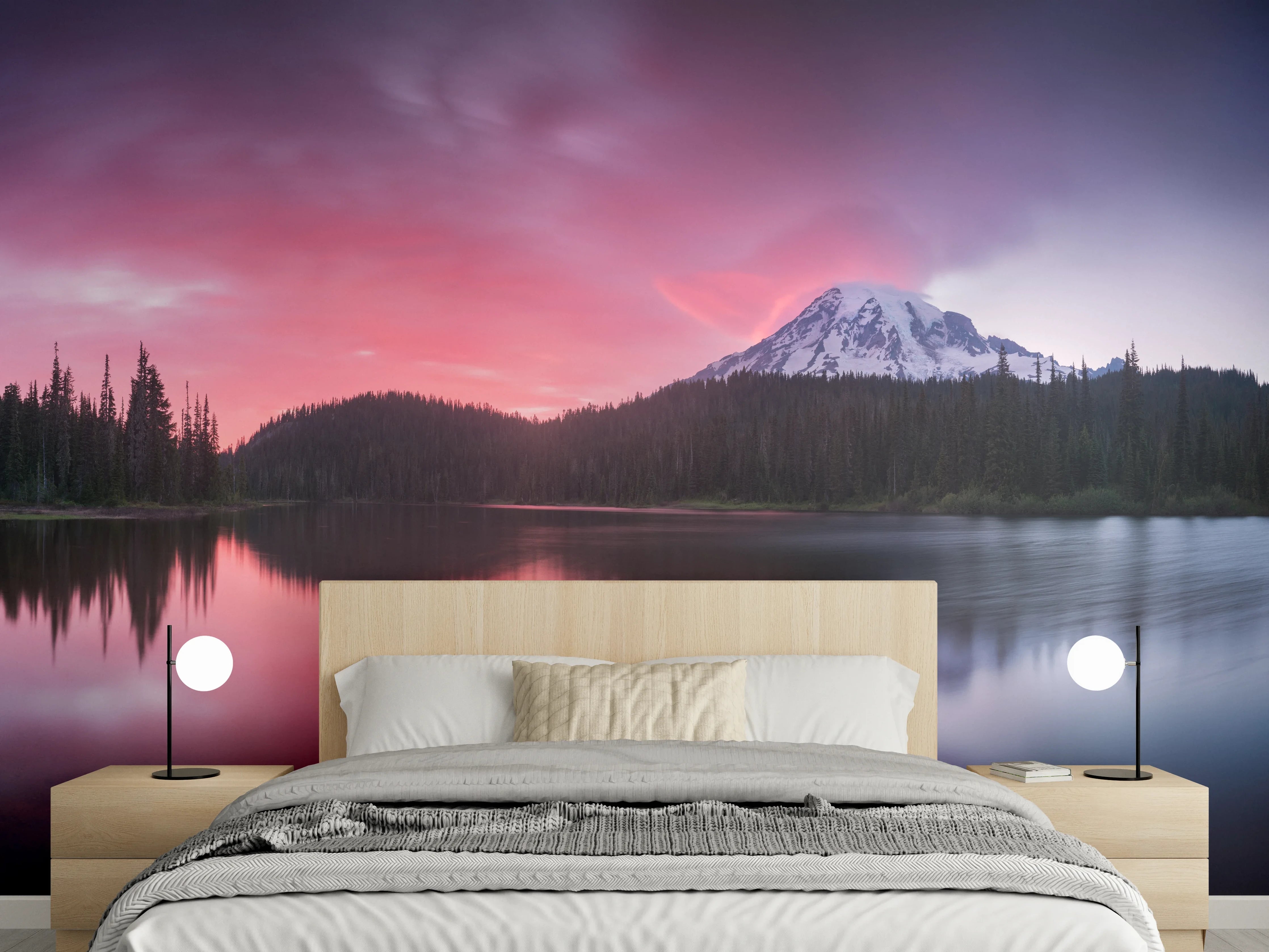 Wandverkleidung Schlafzimmer - Aussicht auf den Mount Rainier