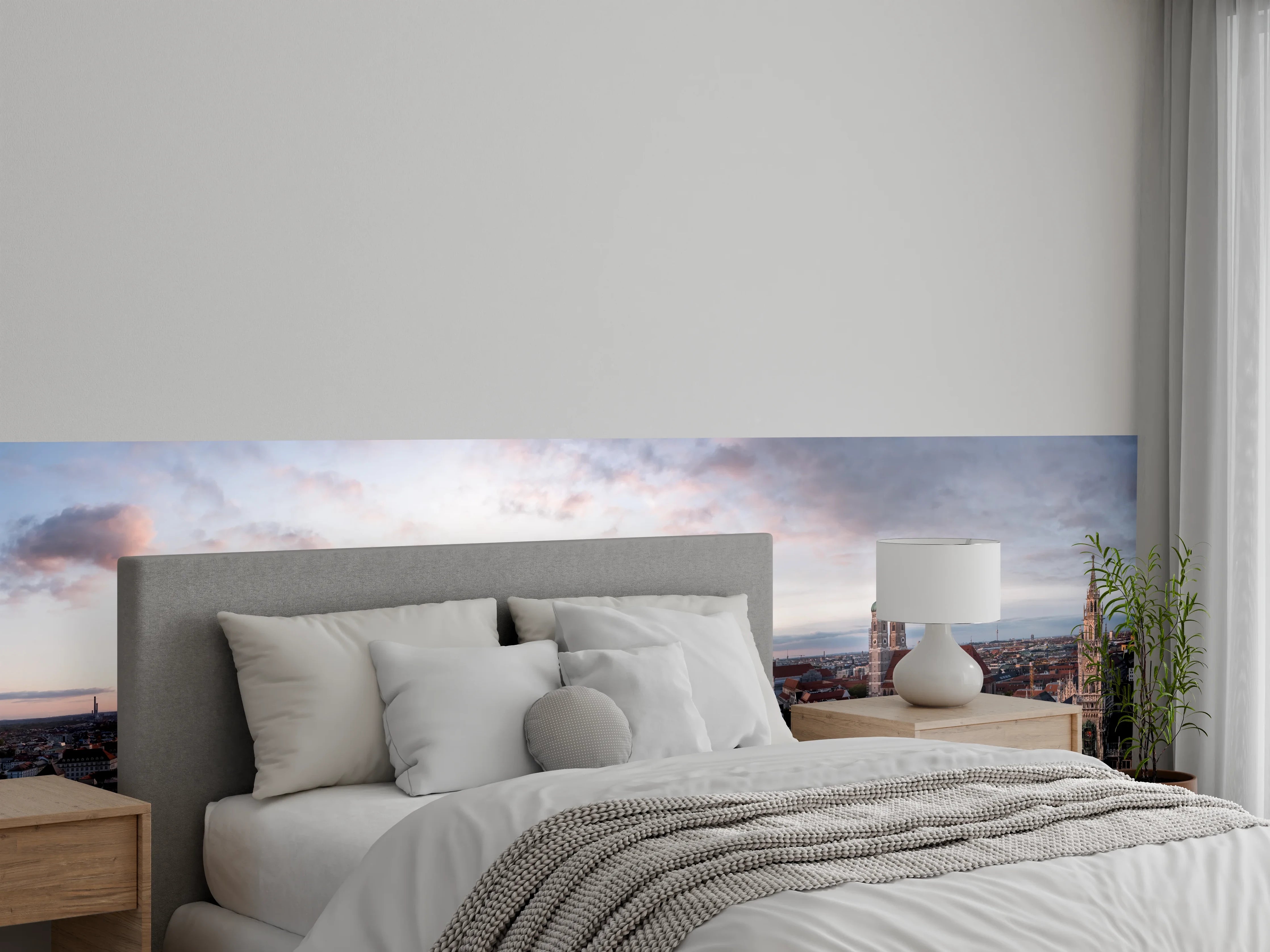 Wandverkleidung Schlafzimmer - Aussicht über München mit Frauenkirche und Rathaus