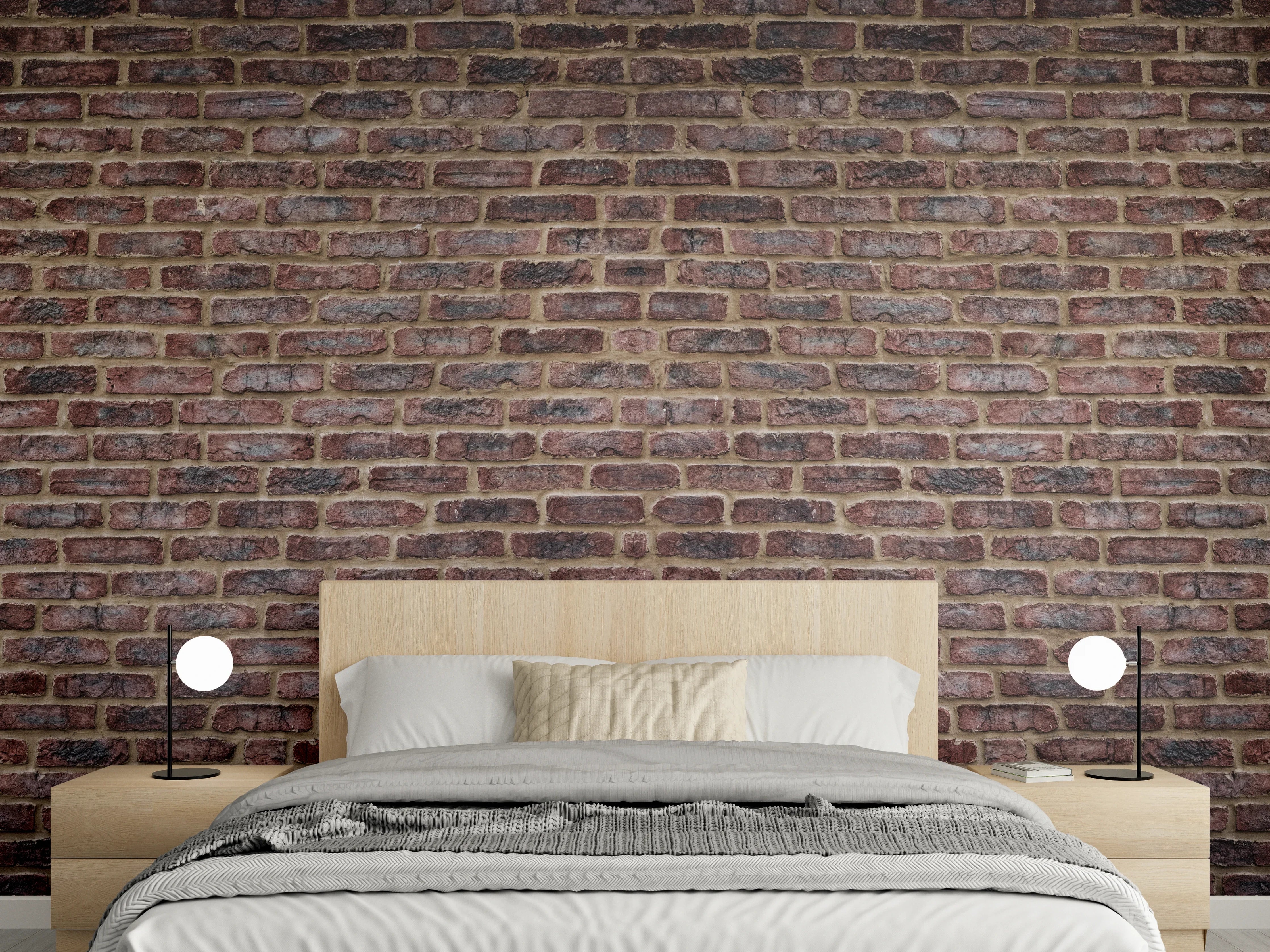 Wandverkleidung Schlafzimmer - Backstein Wandoptik Dunkle Akzentwand