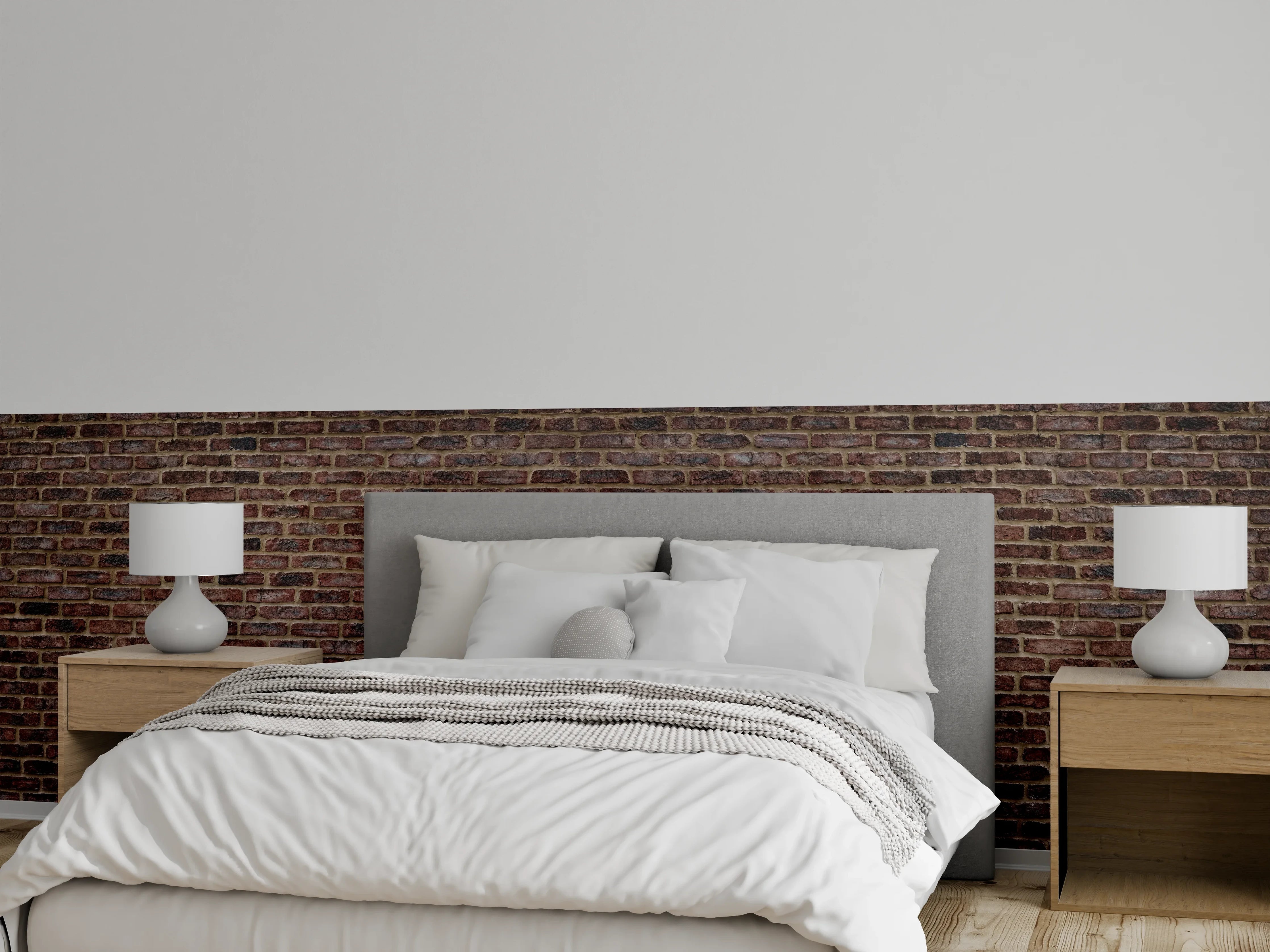 Wandverkleidung Schlafzimmer - Backstein Wandoptik Dunkle Akzentwand