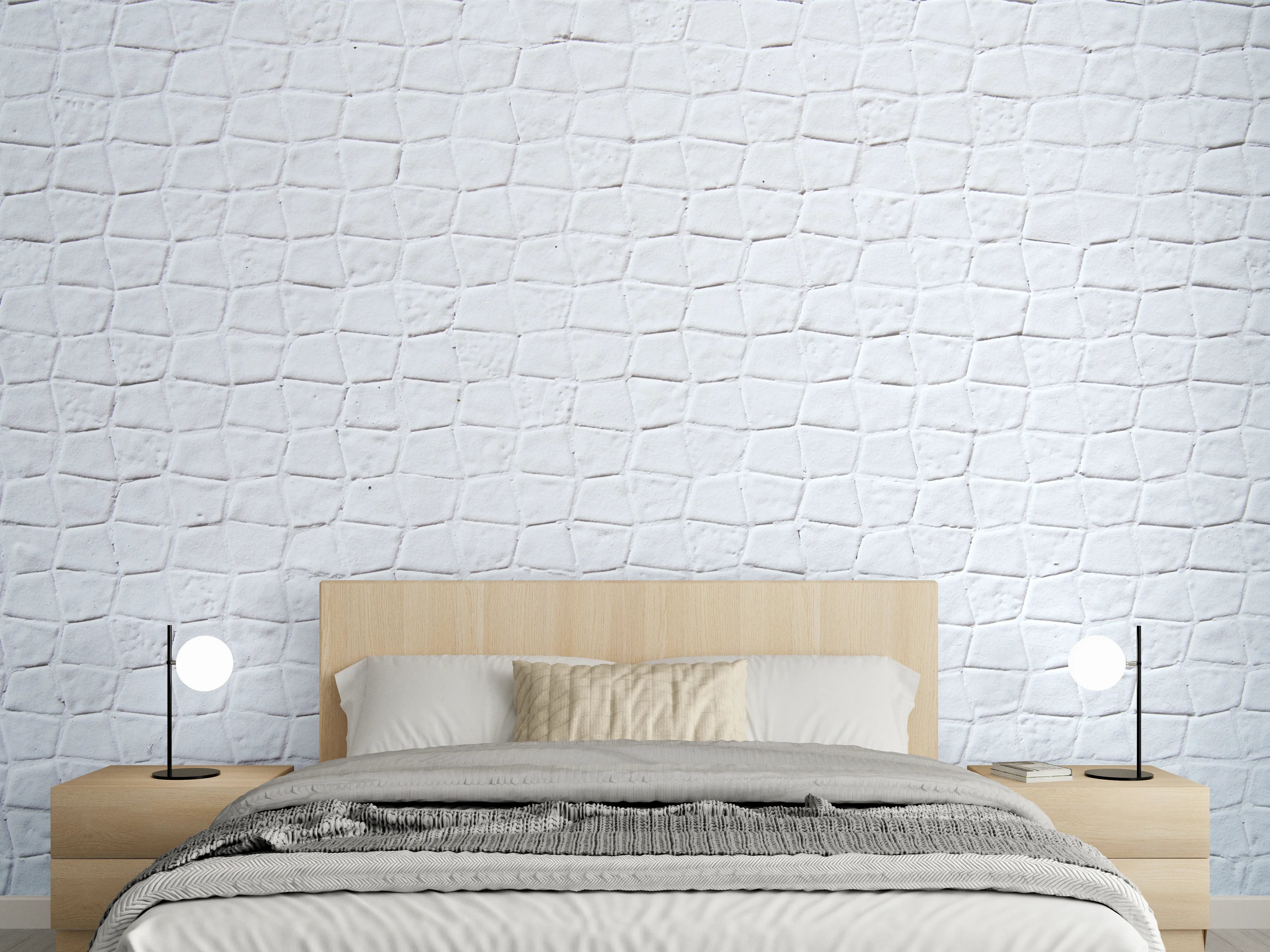 Wandverkleidung Schlafzimmer - Backsteinmauertextur mit rissigen Fliesen