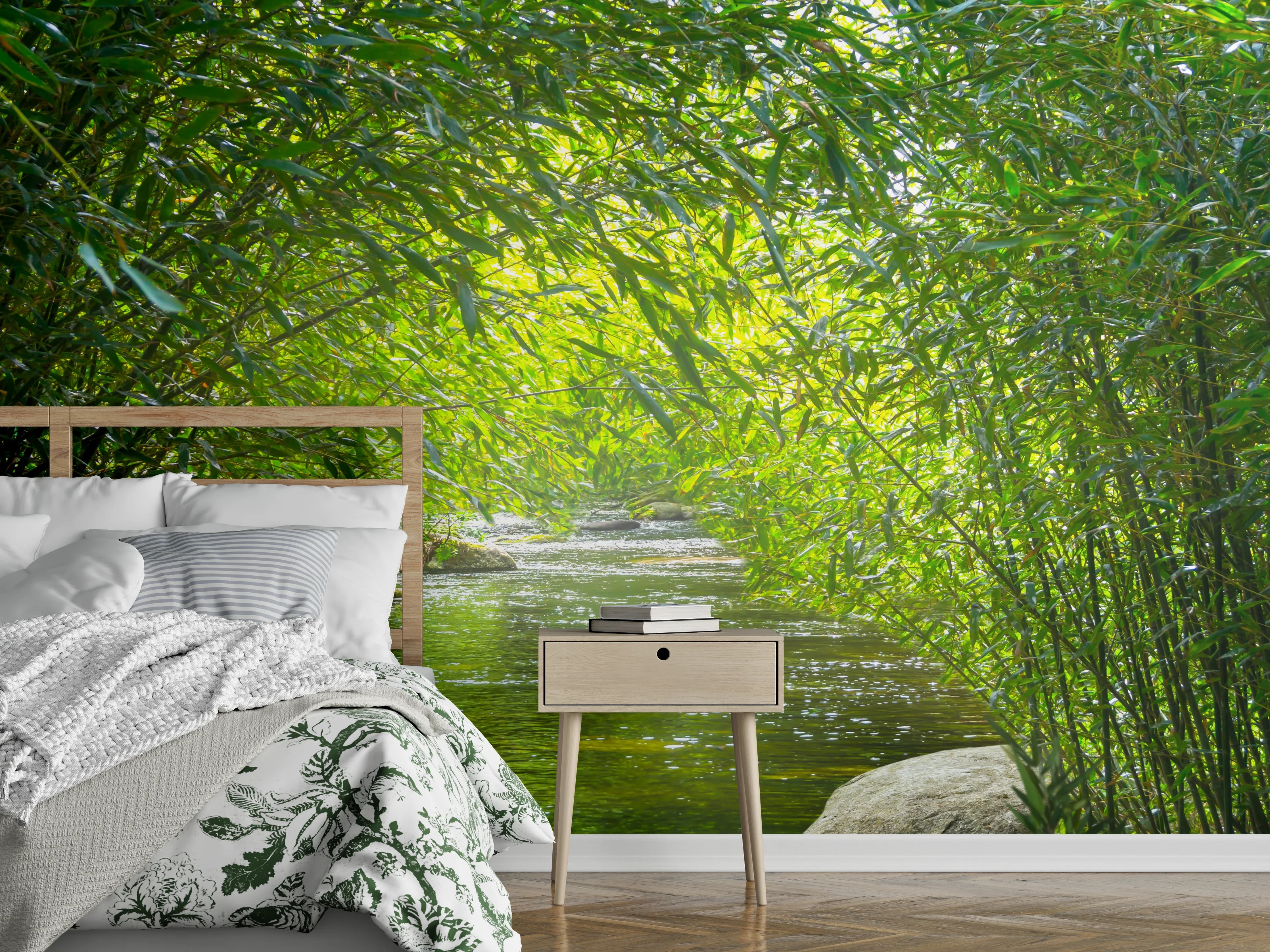 Wandverkleidung Schlafzimmer - Bambus am Bach – Grüne Oase