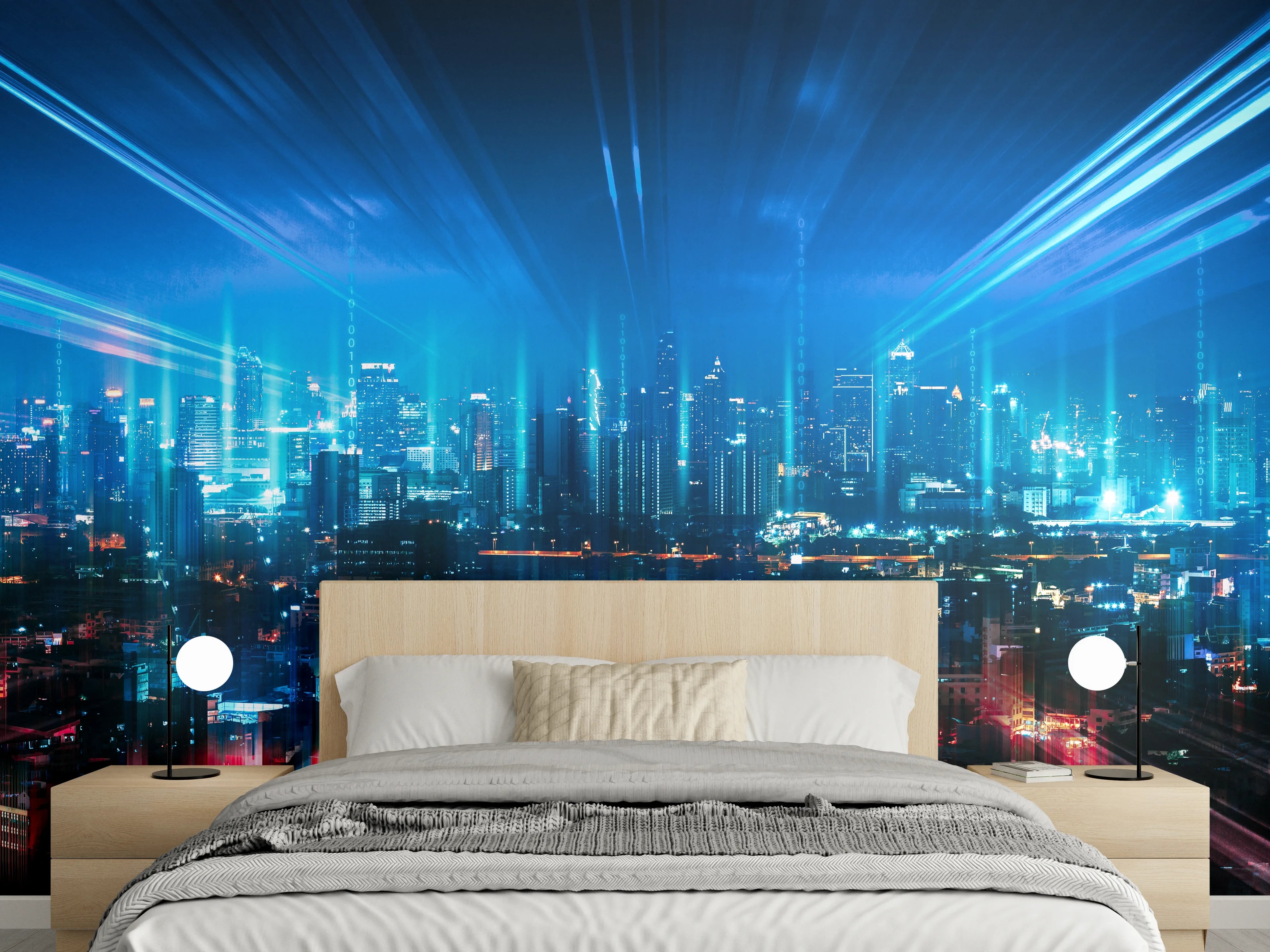 Wandverkleidung Schlafzimmer - Bangkok bei Nacht - Thailand