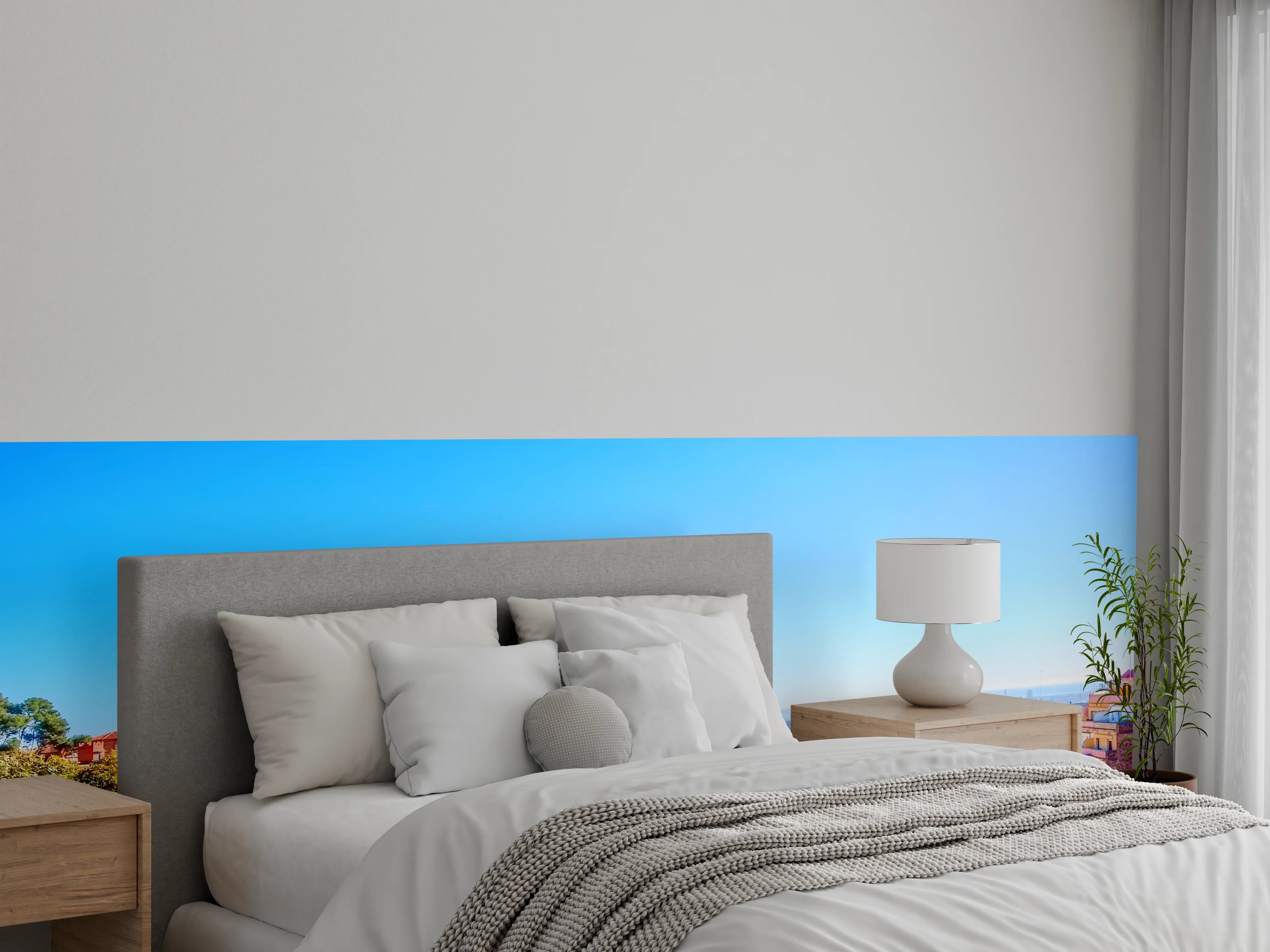 Wandverkleidung Schlafzimmer - Barcelona Panorama: Park Güell und Skyline