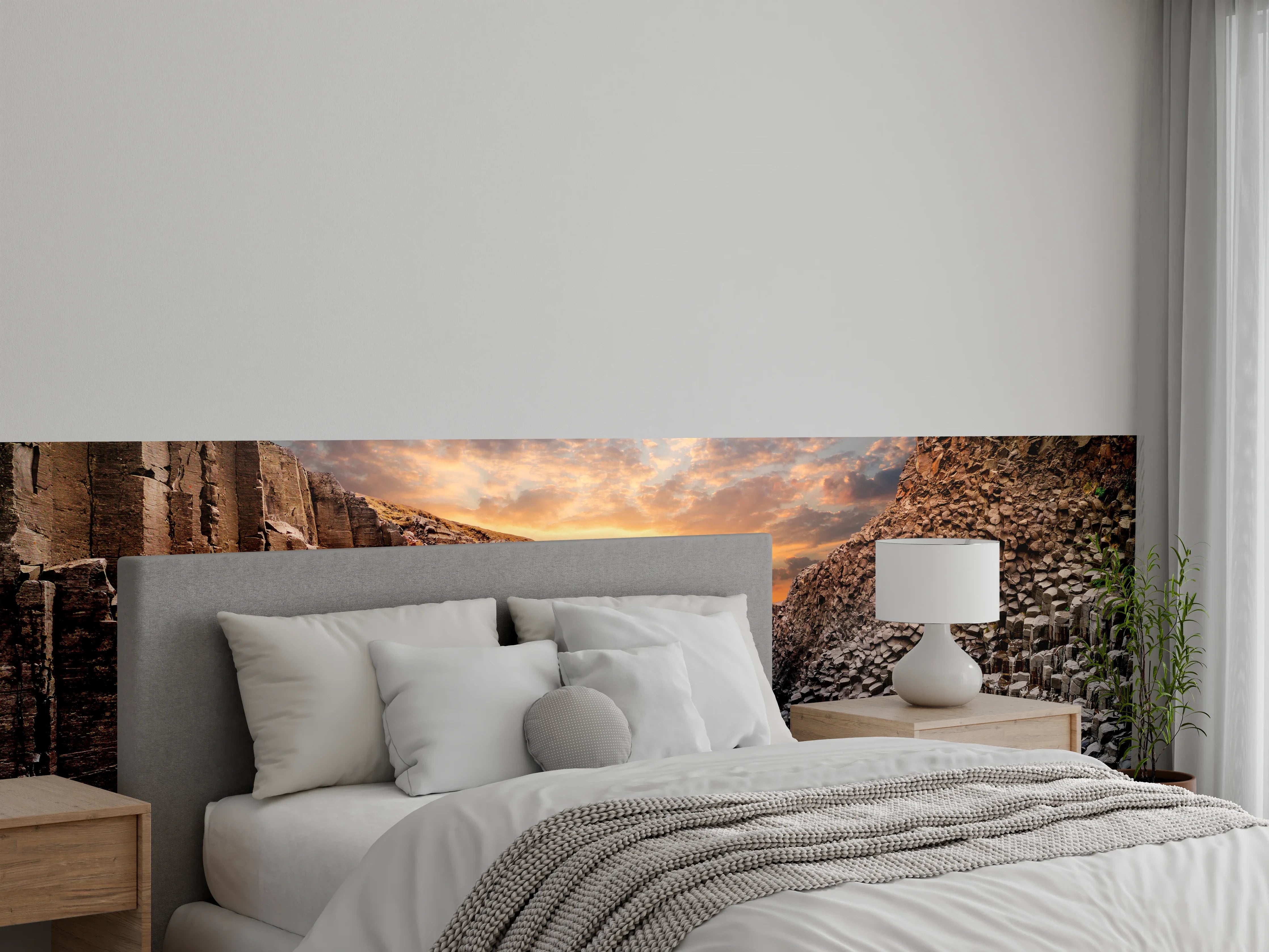 Wandverkleidung Schlafzimmer - Basalt-Schlucht im Sonnenuntergang