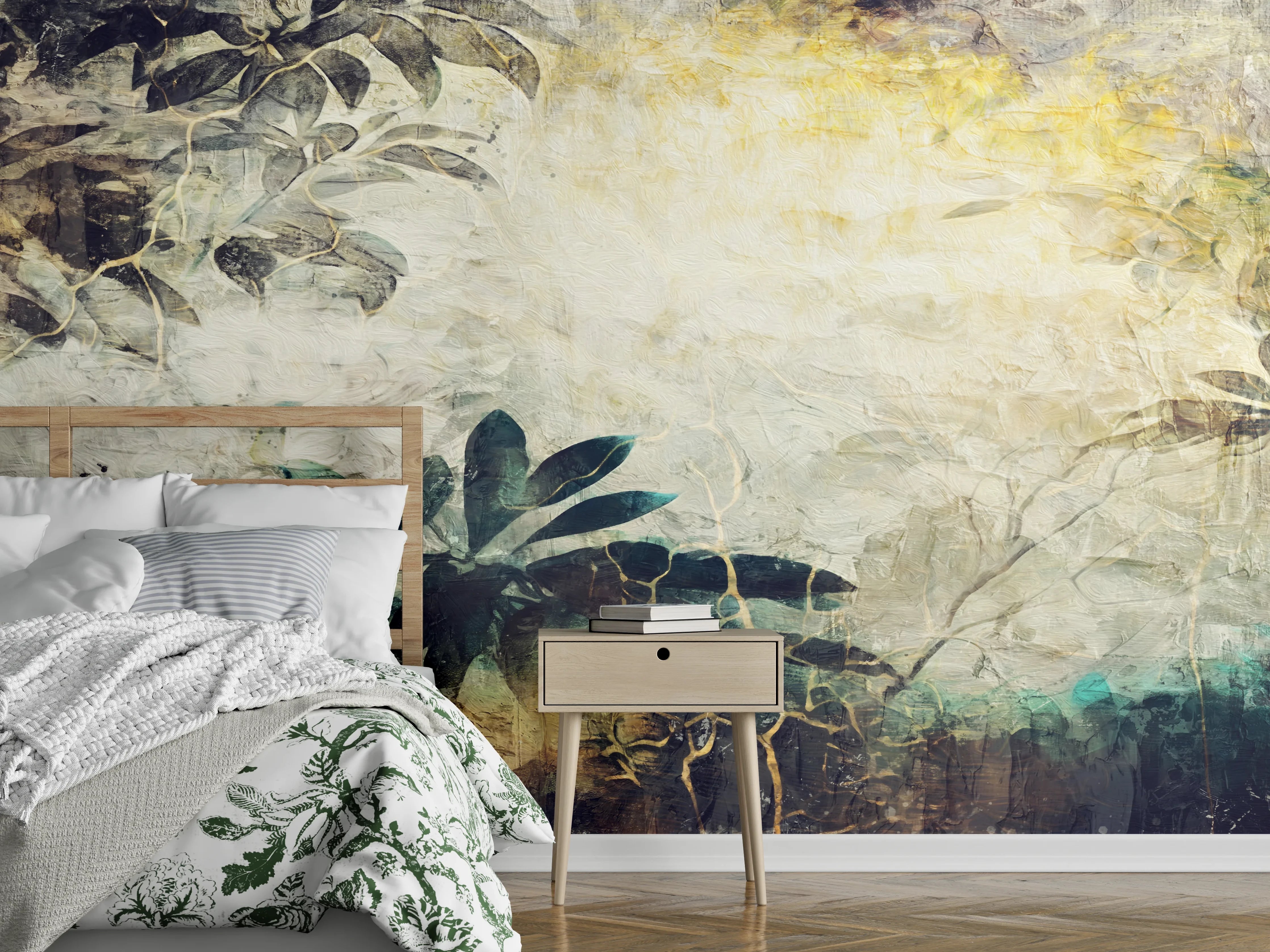 Wandverkleidung Schlafzimmer - Baumzweig Gemälde